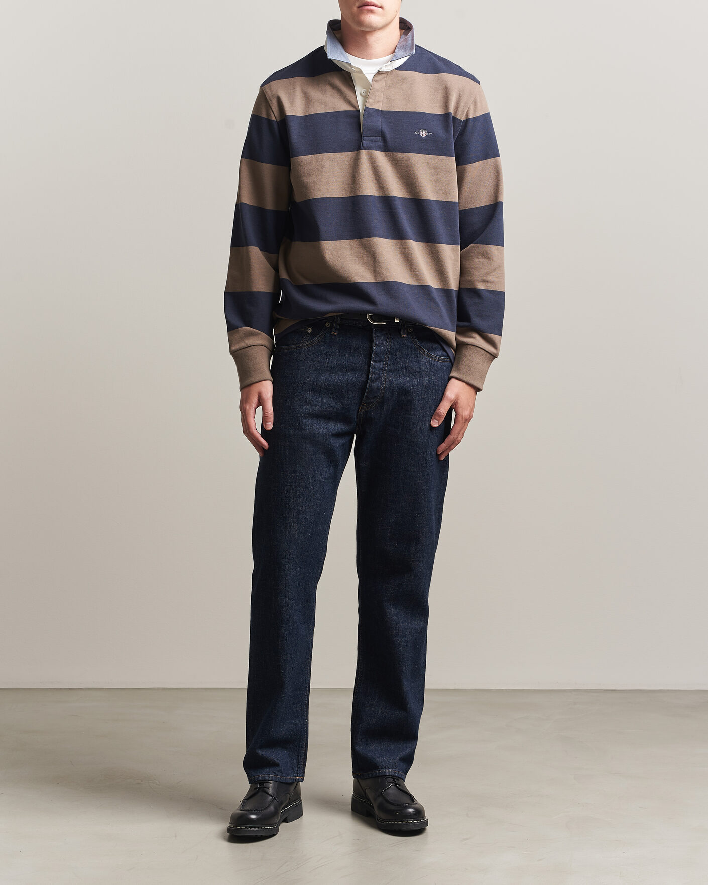 Men | Sweaters & Knitwear | Gant | Chambray Barstriped Rugger Faded Taupe