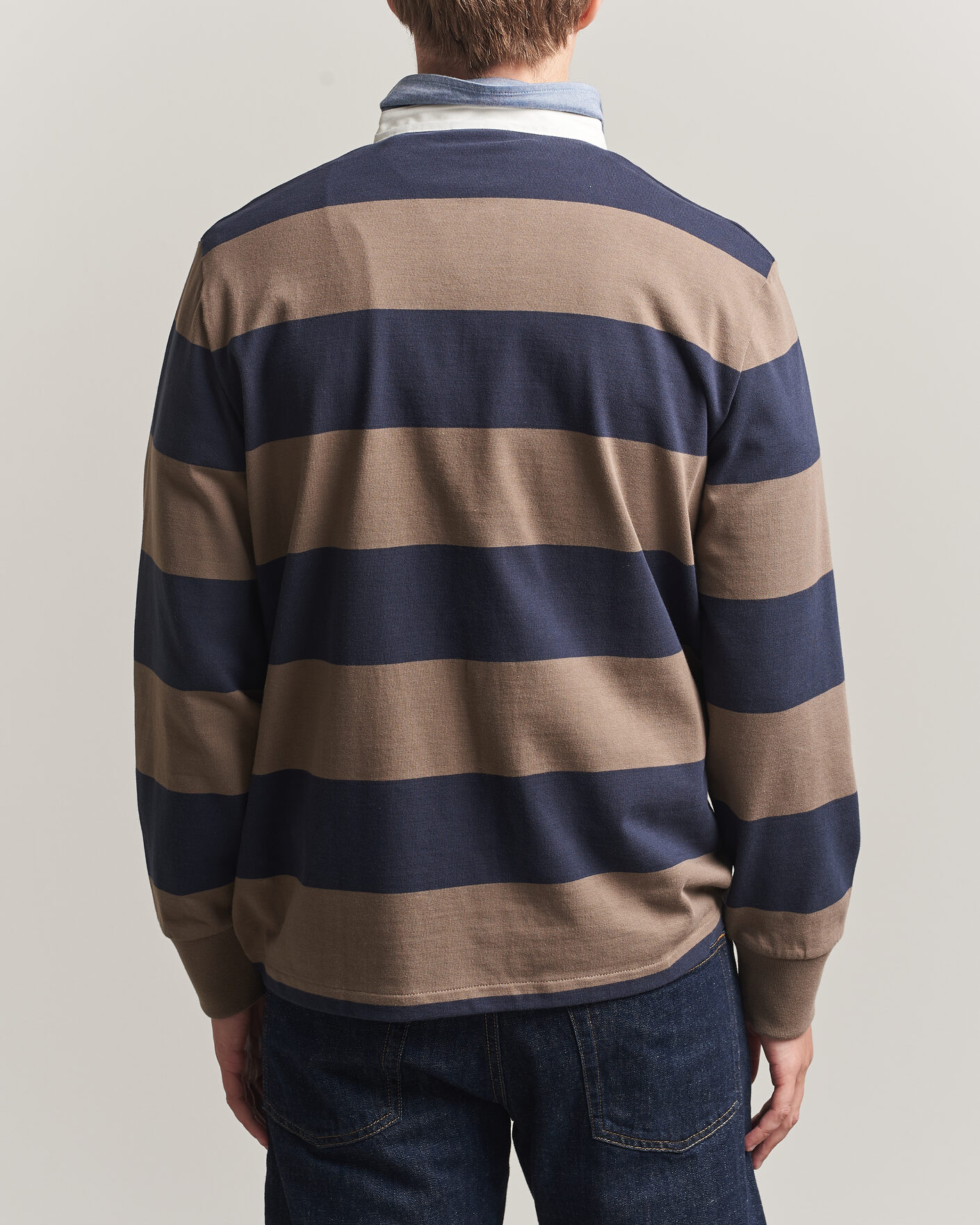 Men | Sweaters & Knitwear | Gant | Chambray Barstriped Rugger Faded Taupe