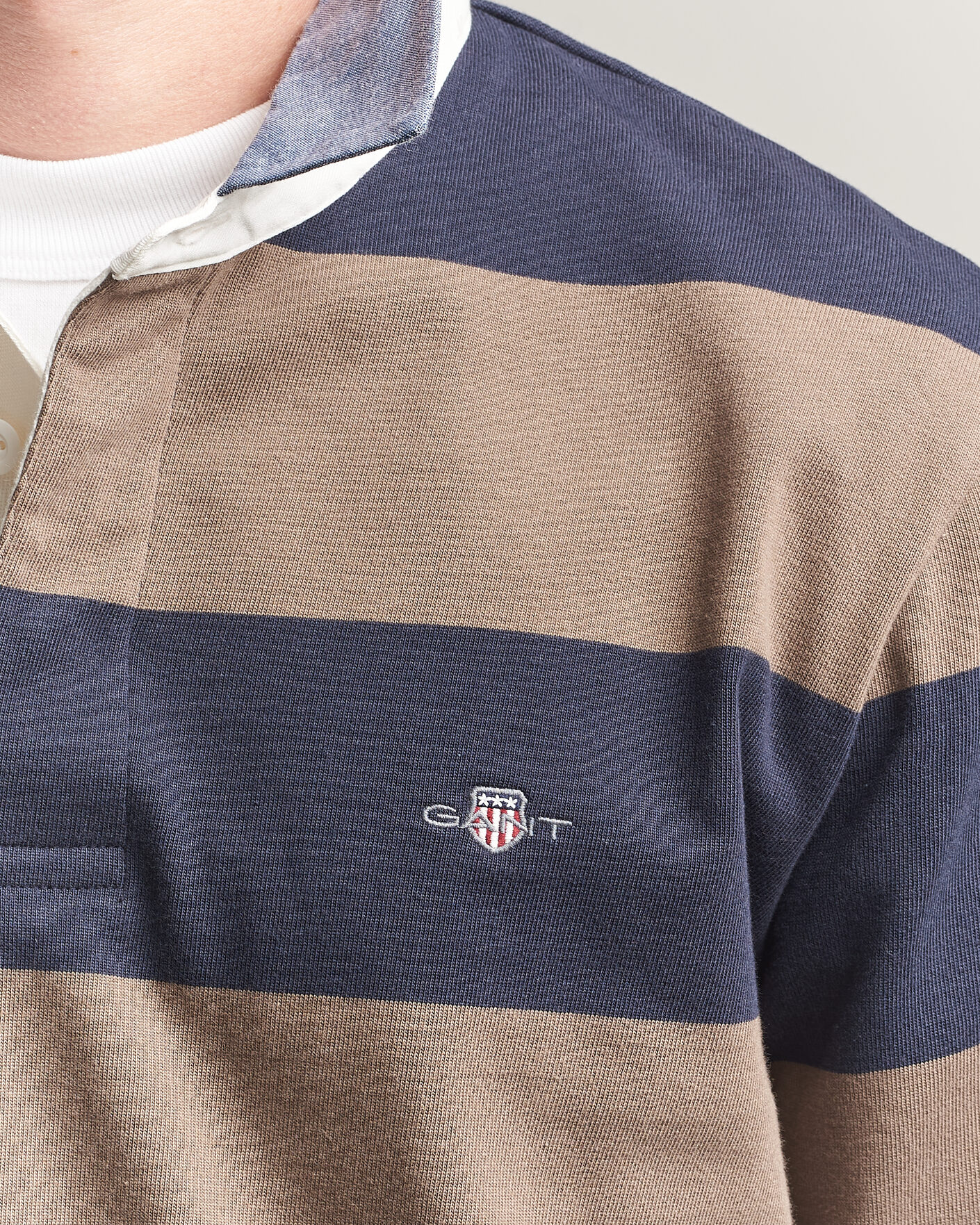 Men | Sweaters & Knitwear | Gant | Chambray Barstriped Rugger Faded Taupe