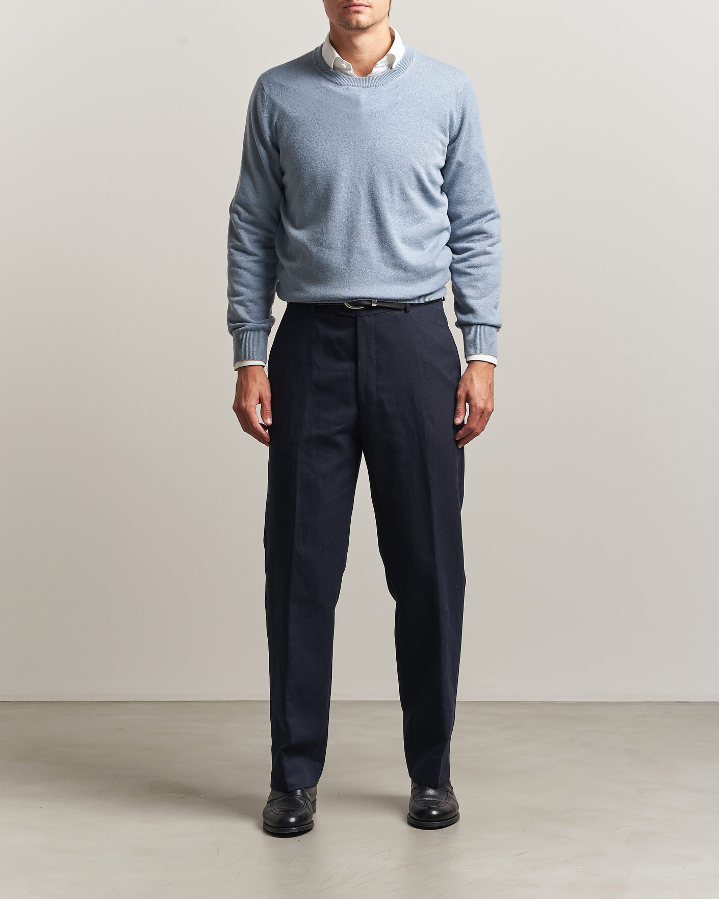 Brunello Cucinelli 2 Ply Cashmere Pullover Denim Blue at