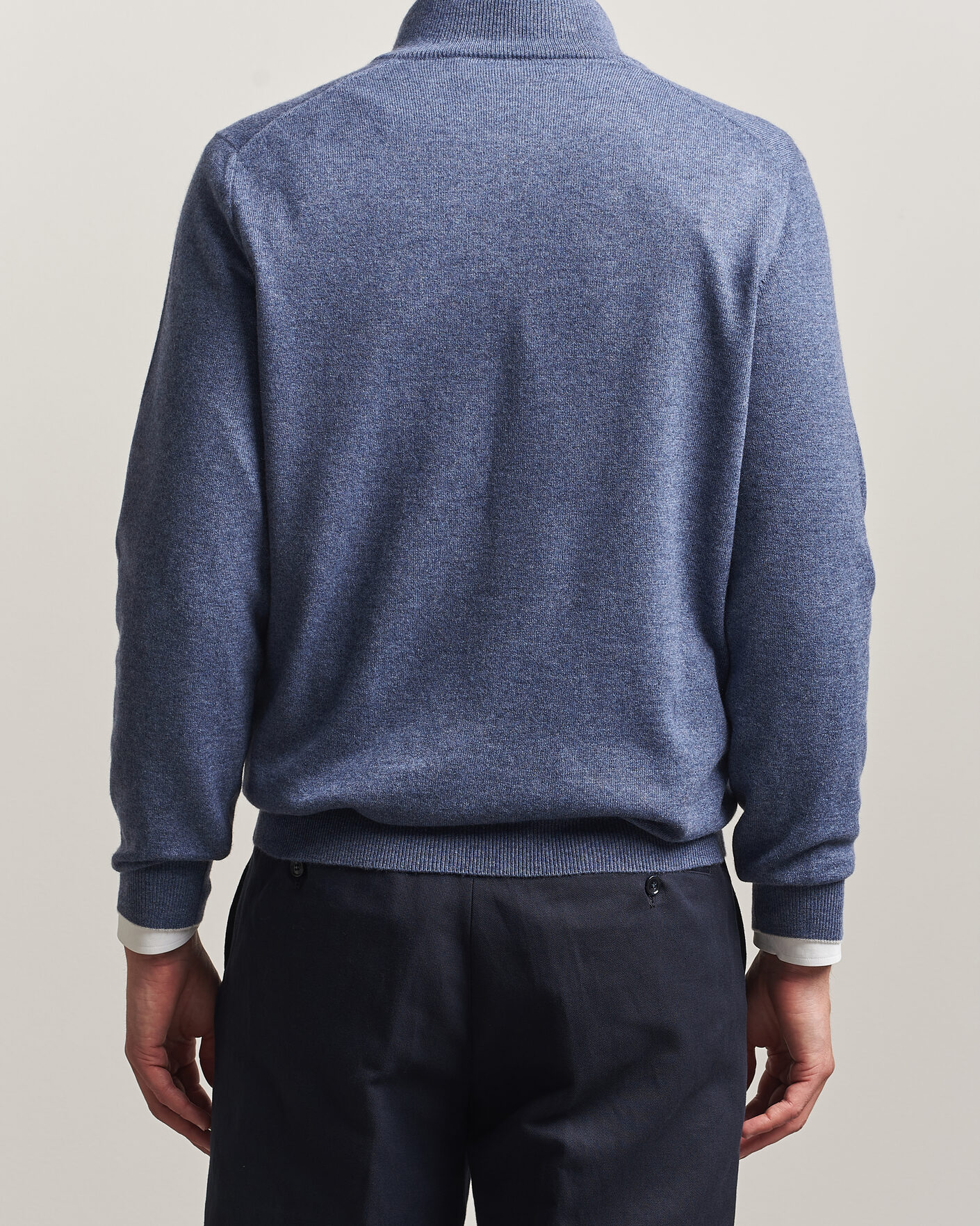 Men | Sweaters & Knitwear | Brunello Cucinelli | 2 Ply Cashmere Half Zip Denim Blue