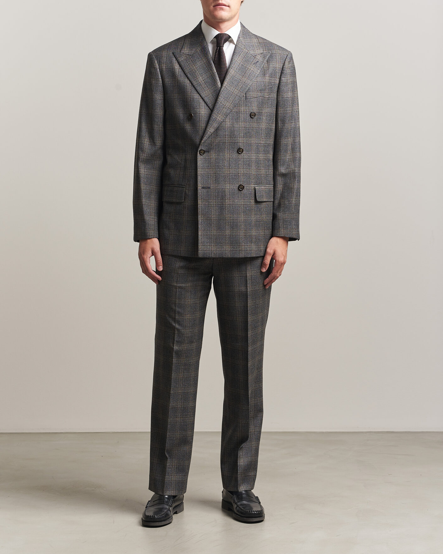 Men | Trousers | Gant | Wool Glencheck Suit Trousers Ceramic Grey