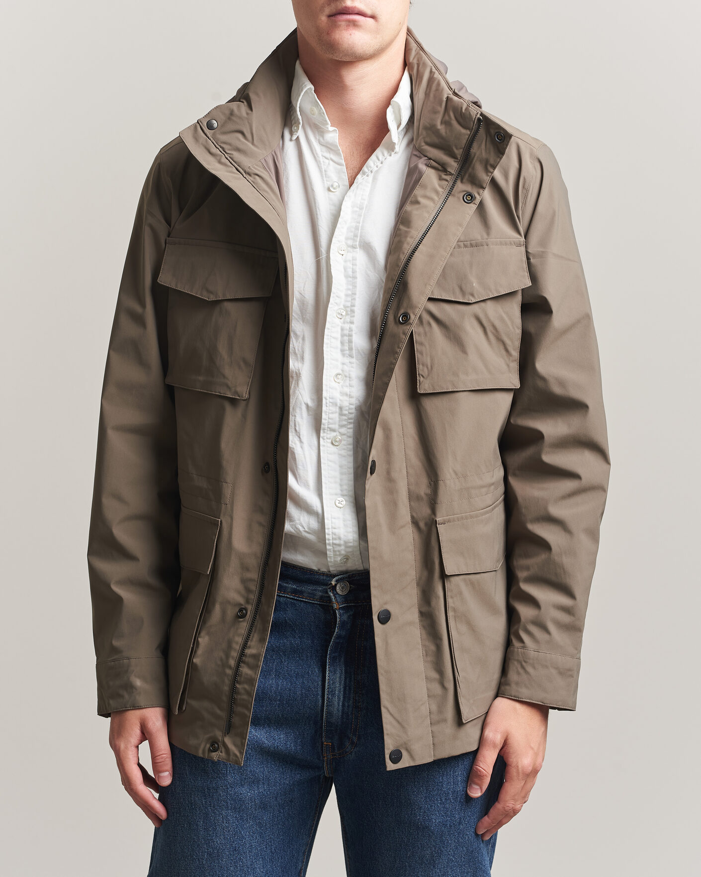 Men | Coats & Jackets | Gant | Lightweight 4-Pocket Field Jacket Faded Taupe
