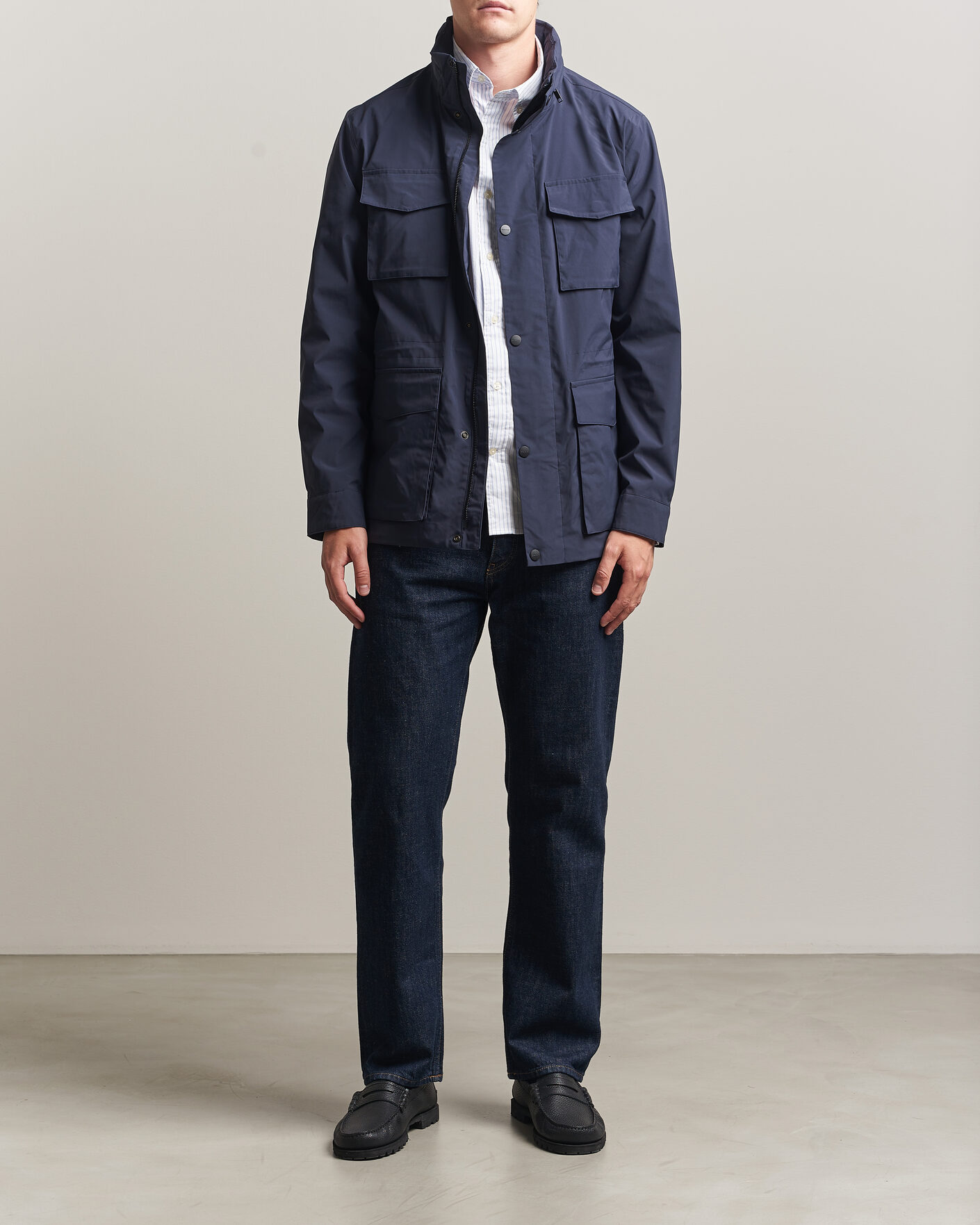 Men | Coats & Jackets | Gant | Lightweight 4-Pocket Field Jacket Evening Blue