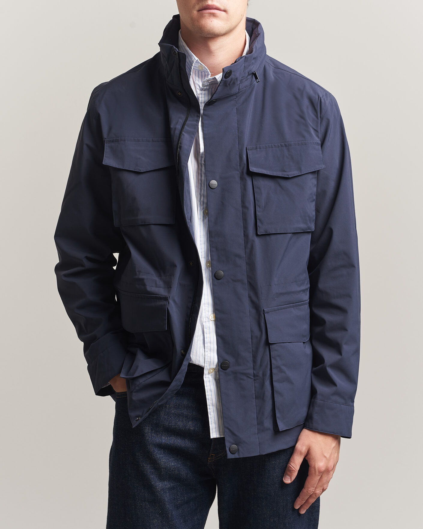 Men | Coats & Jackets | Gant | Lightweight 4-Pocket Field Jacket Evening Blue