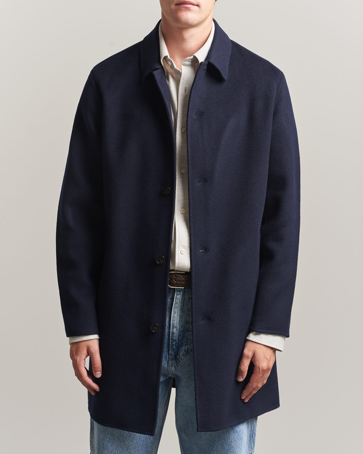 Men | Coats & Jackets | Gant | Handstitched Wool/Cashmere Top Coat Evening Blue