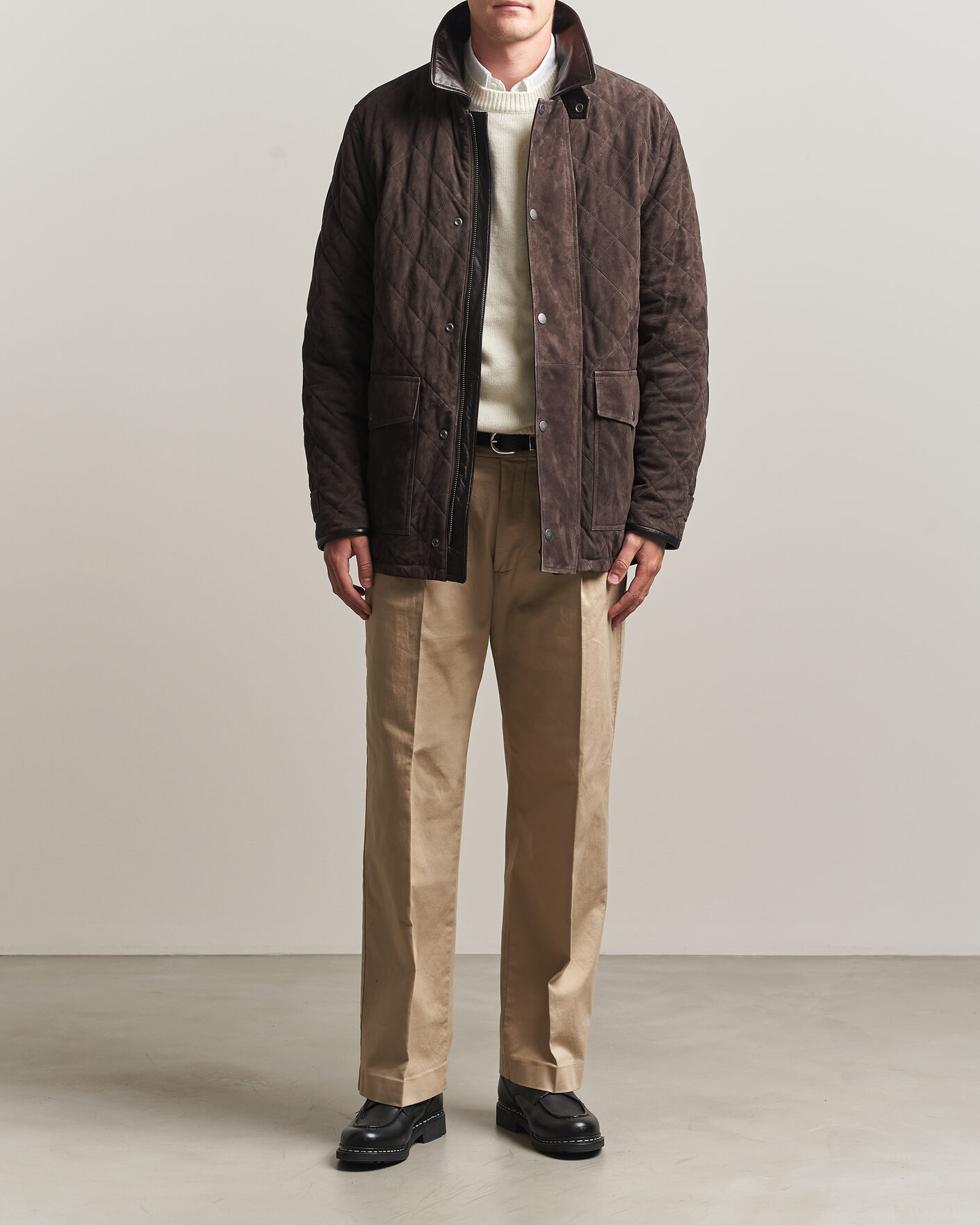 Men | Coats & Jackets | Gant | Quilted Suede Jacket Black Brown