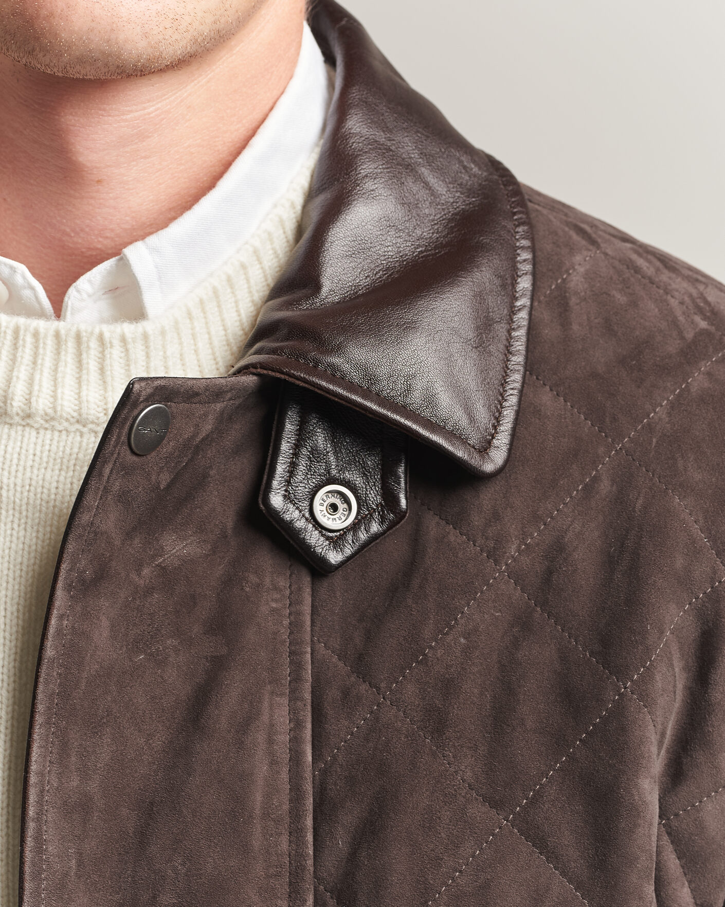 Men | Coats & Jackets | Gant | Quilted Suede Jacket Black Brown