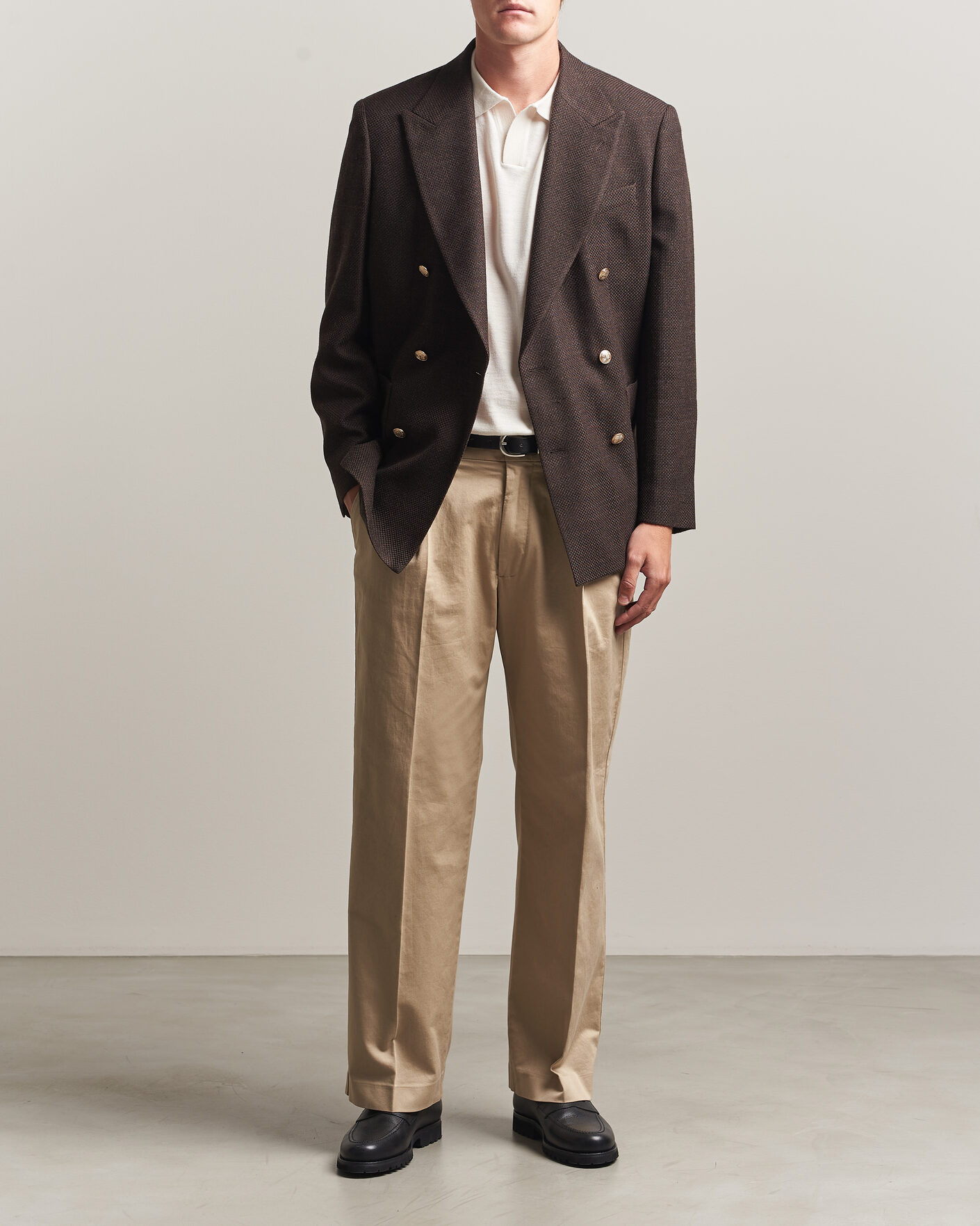 Men | Blazers | Gant | Wool Textured Double Breasted Blazer Black Brown