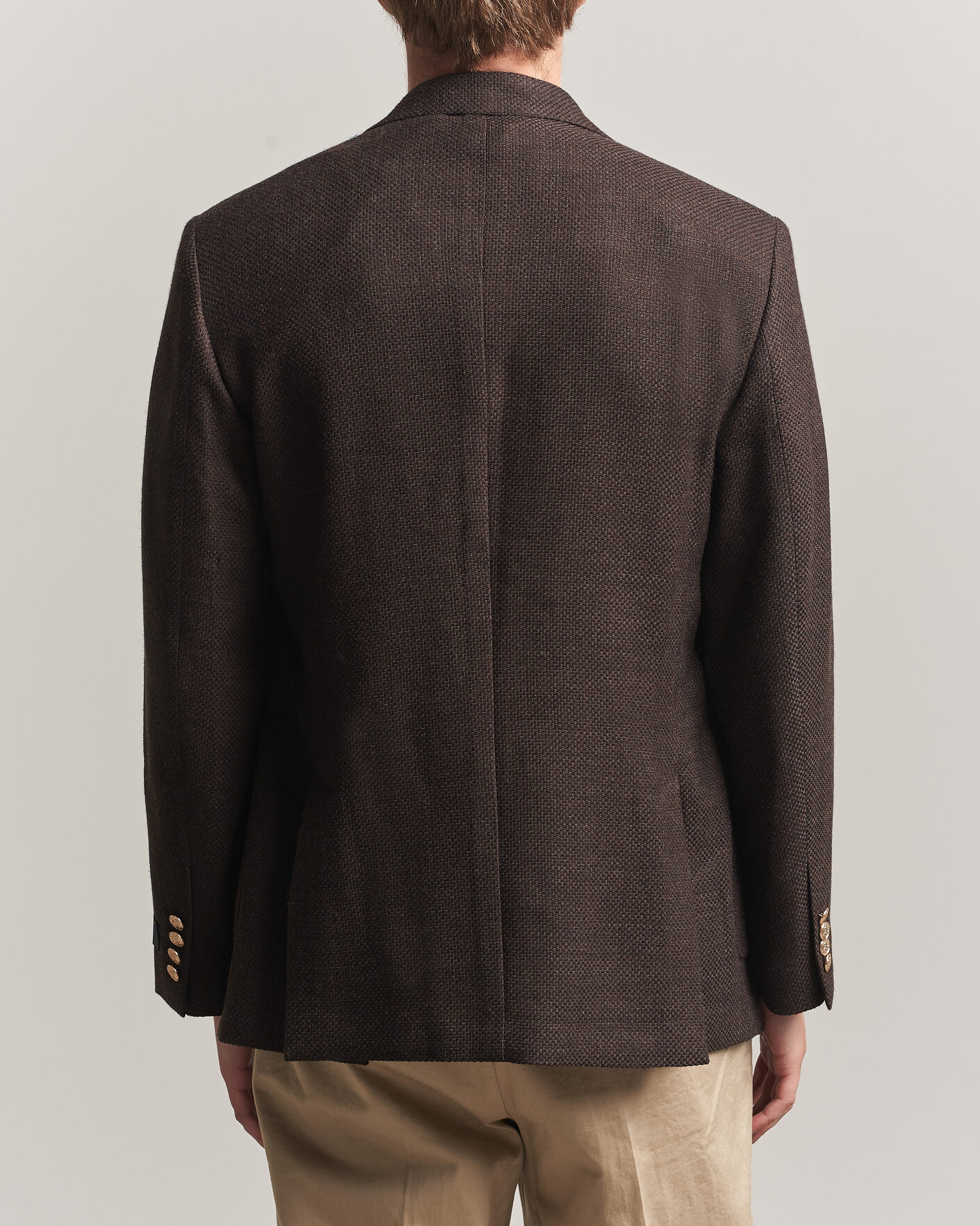 Men | Blazers | Gant | Wool Textured Double Breasted Blazer Black Brown