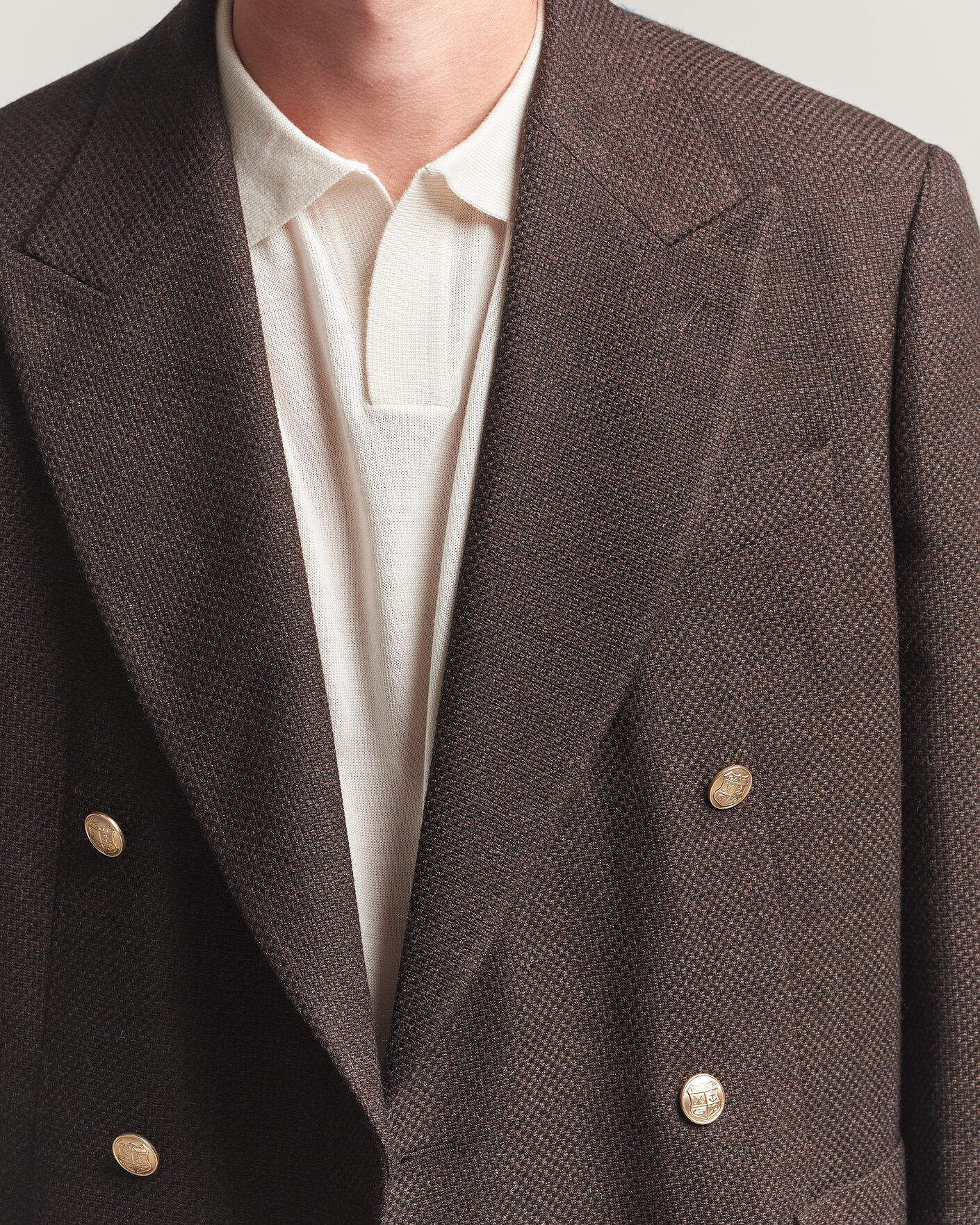 Men | Blazers | Gant | Wool Textured Double Breasted Blazer Black Brown