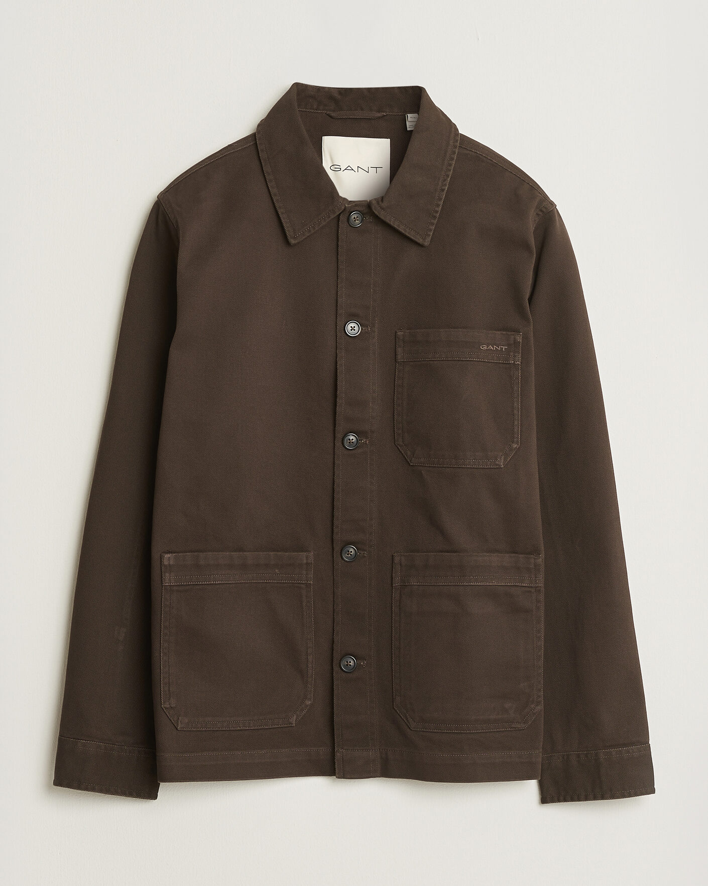 Men | Shirts | Gant | Regular Fit Brushed Twill Overshirt Black Brown