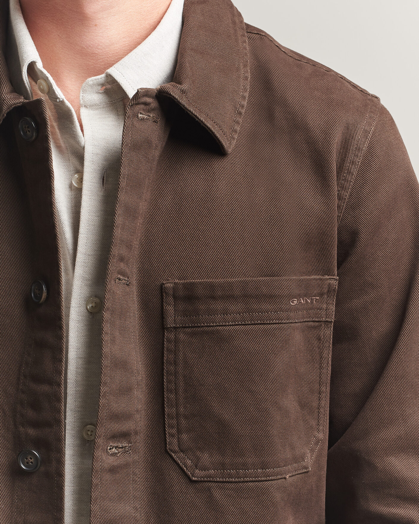 Men | Shirts | Gant | Regular Fit Brushed Twill Overshirt Black Brown