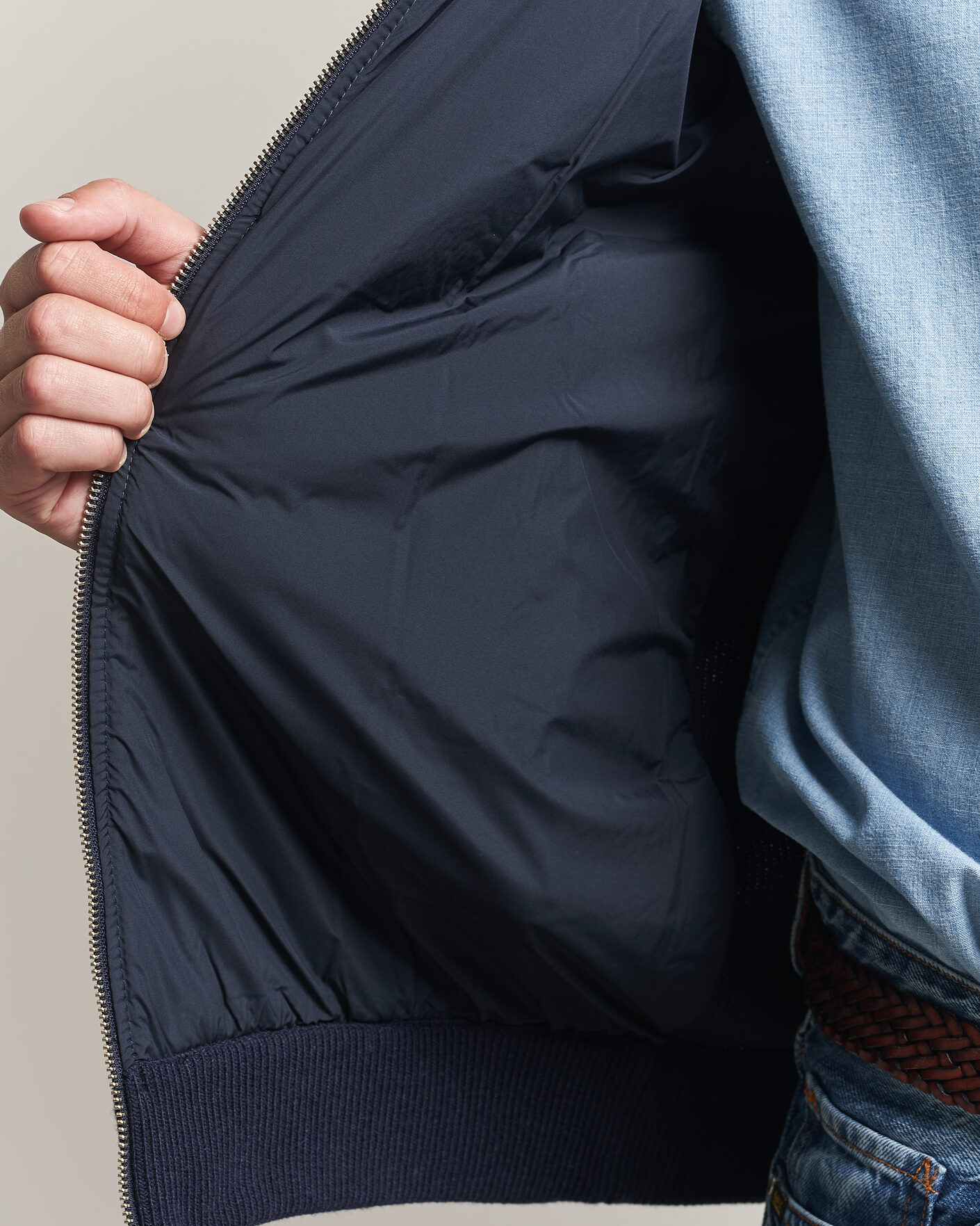 Men | Sweaters & Knitwear | Gant | Hybrid Full Zip Evening Blue