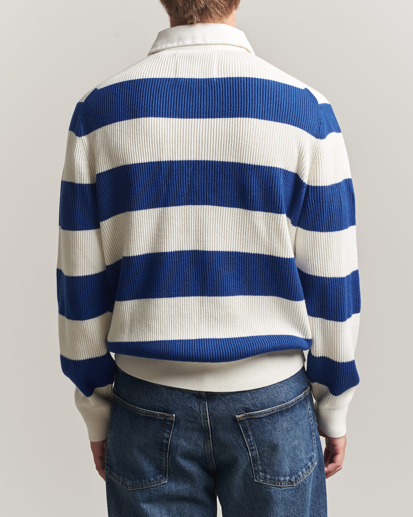 Men | Sweaters & Knitwear | Gant | Cotton/Merino Knitted Striped Rugger Cream