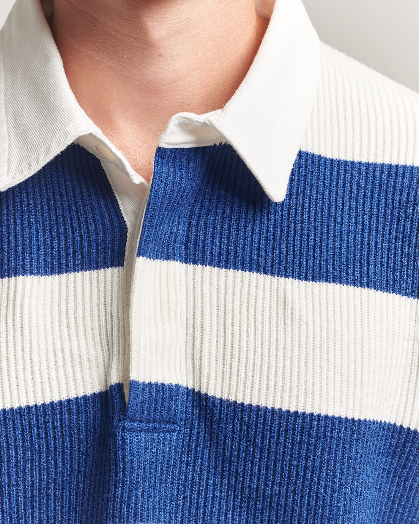 Men | Sweaters & Knitwear | Gant | Cotton/Merino Knitted Striped Rugger Cream