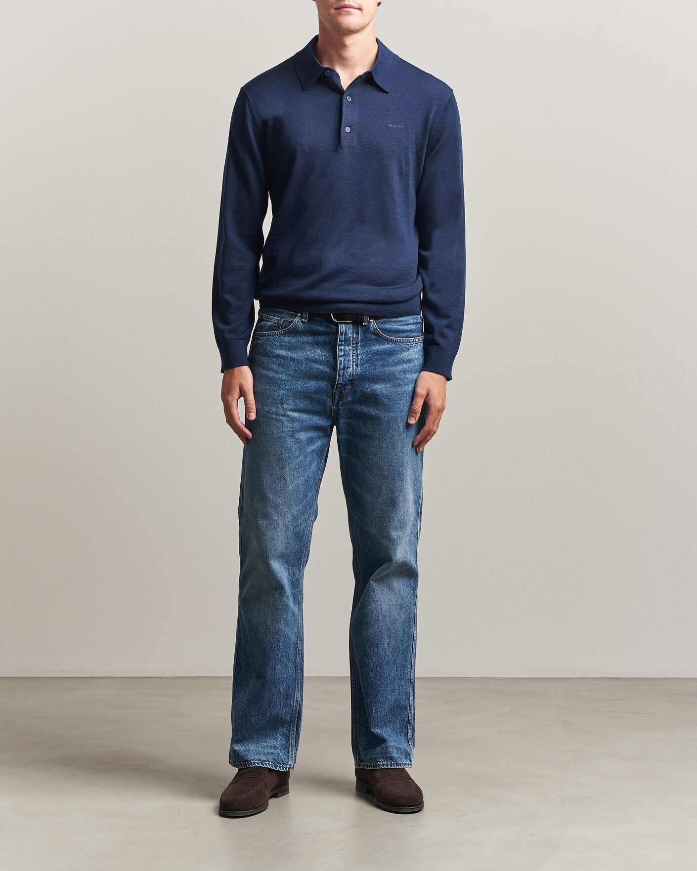 Men | Sweaters & Knitwear | Gant | Extrafine Merino Knitted Polo Marine