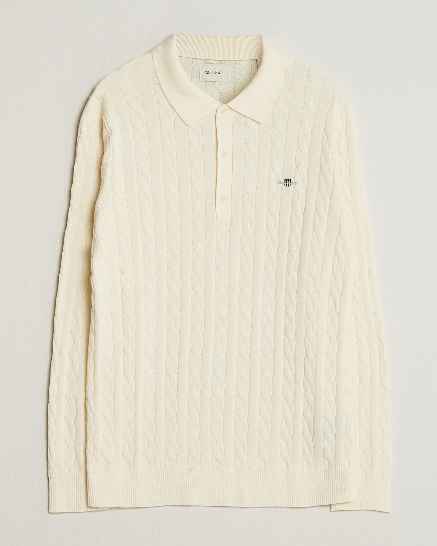 Men | Sweaters & Knitwear | Gant | Cotton Cable Polo Cream