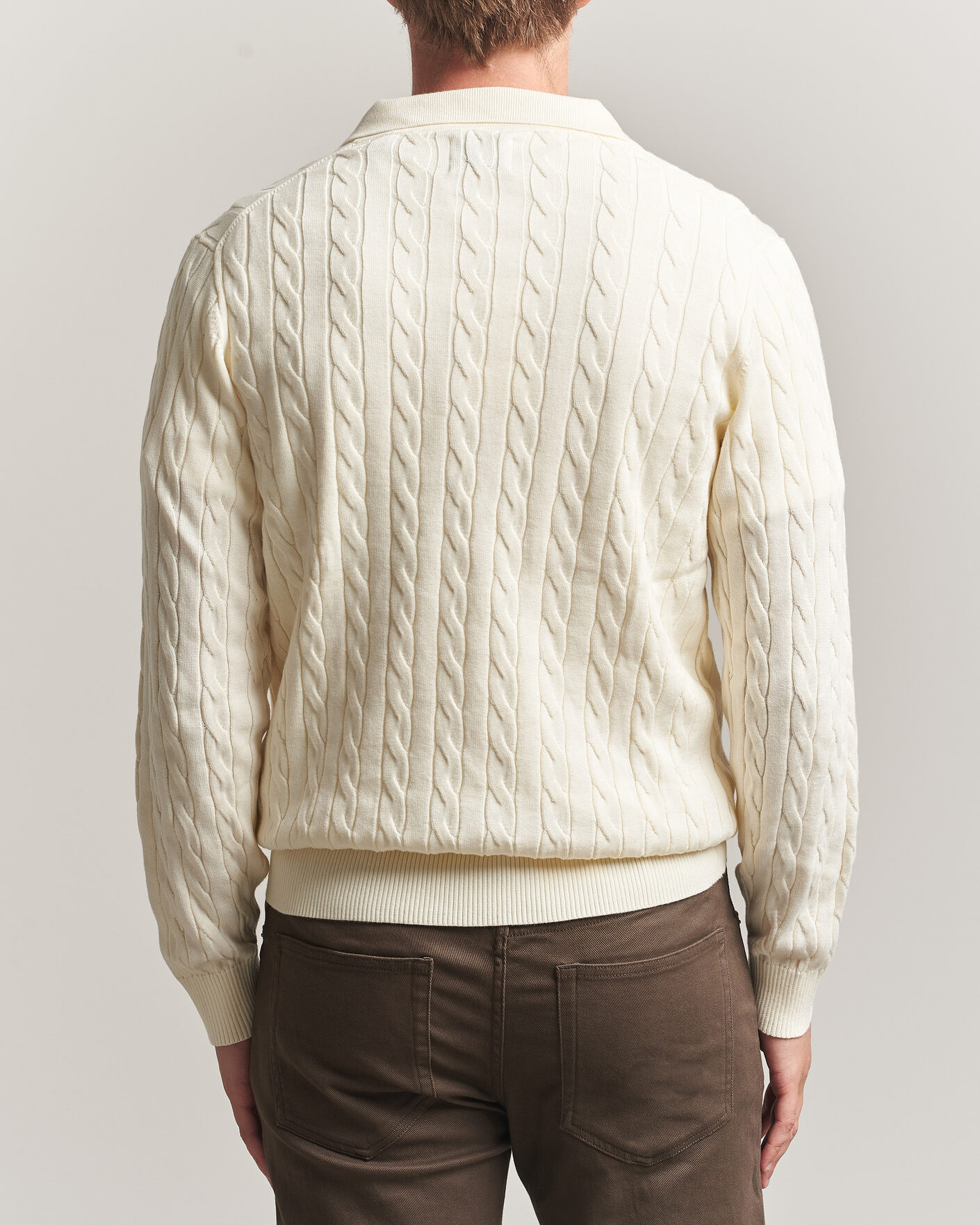 Men | Sweaters & Knitwear | Gant | Cotton Cable Polo Cream