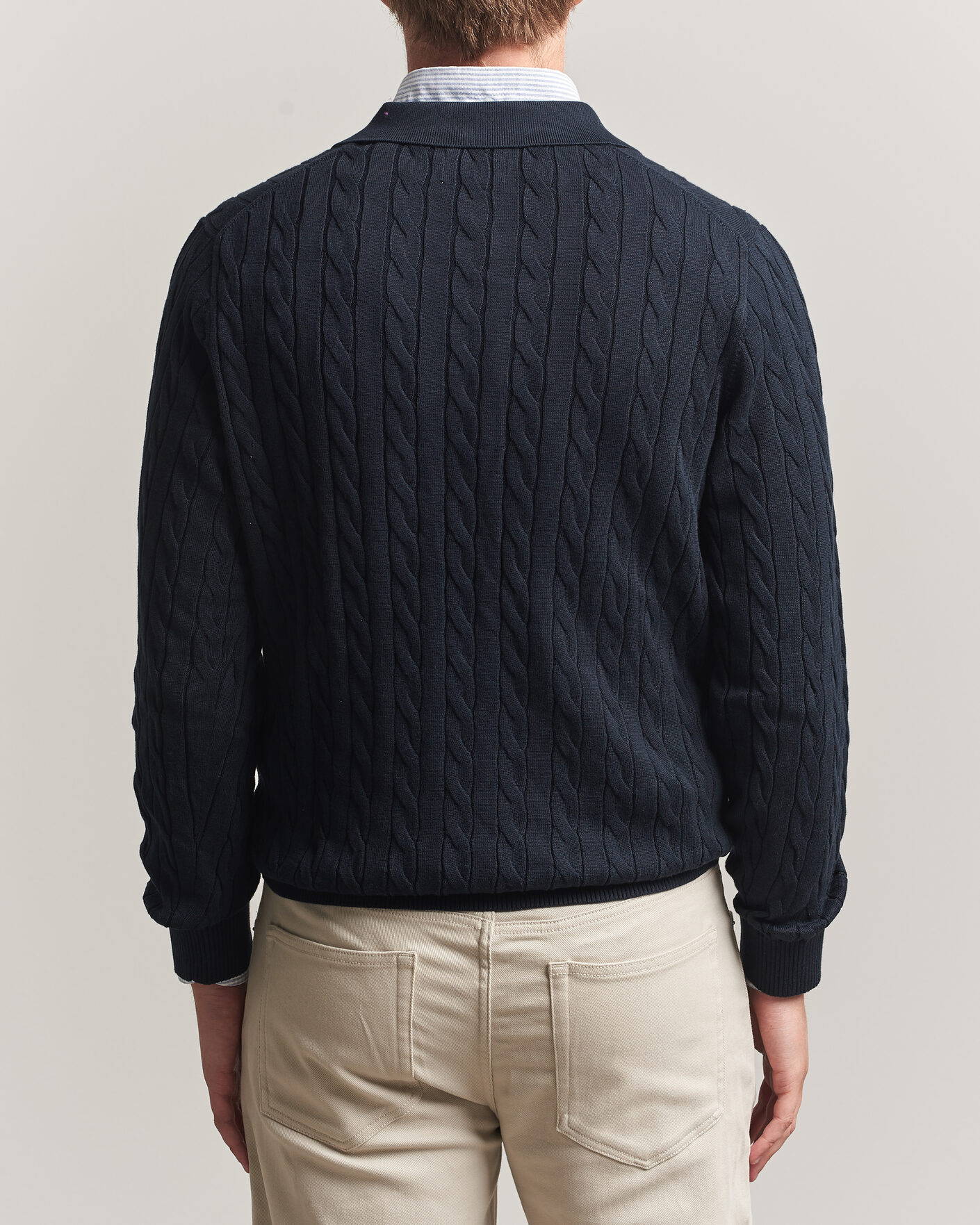 Men | Sweaters & Knitwear | Gant | Cotton Cable Polo Evening Blue