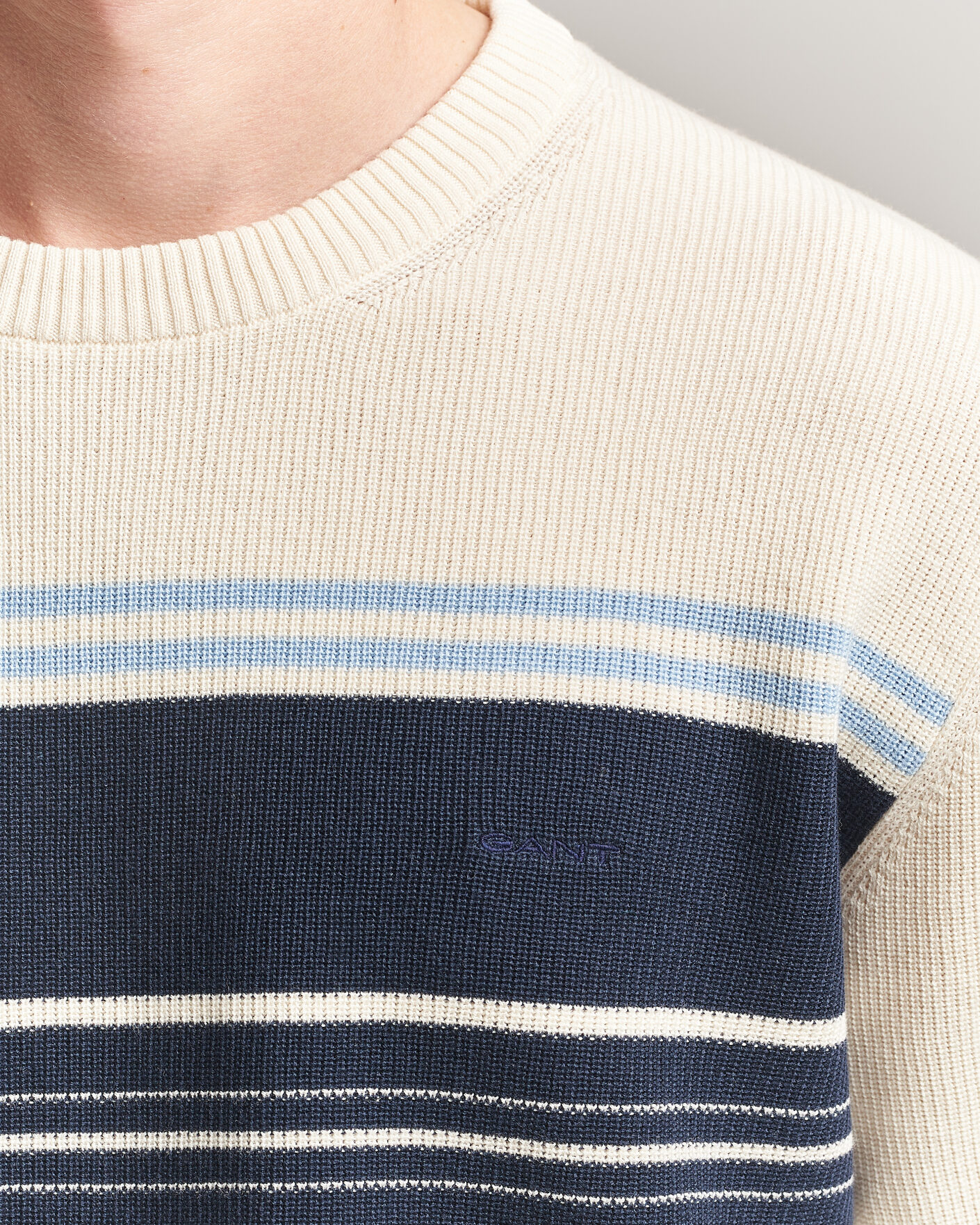 Men | T-Shirts | Gant | Knitted Striped T-shirt Cream