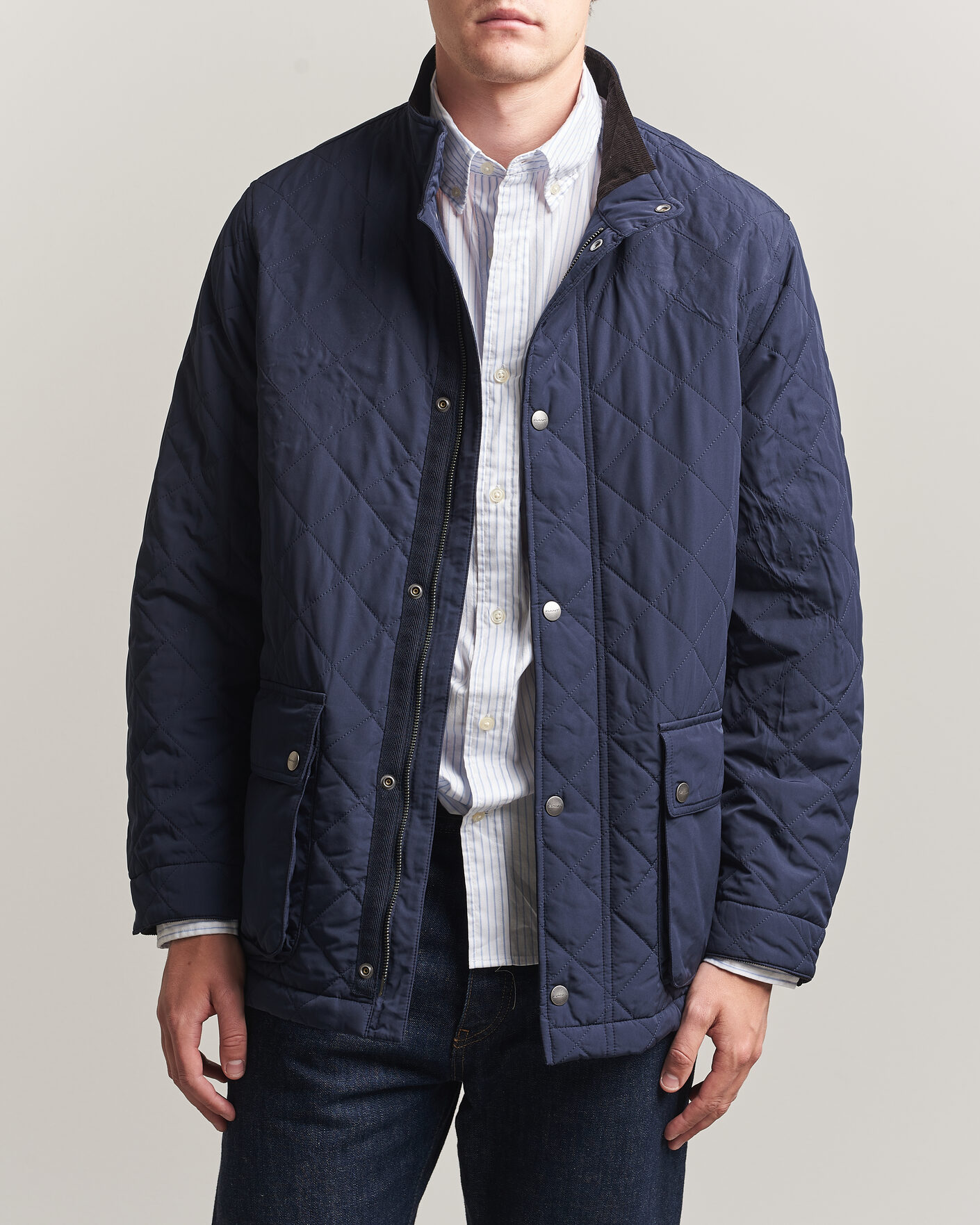 Men | Coats & Jackets | Gant | Classic Quilted Mid Jacket Evening Blue