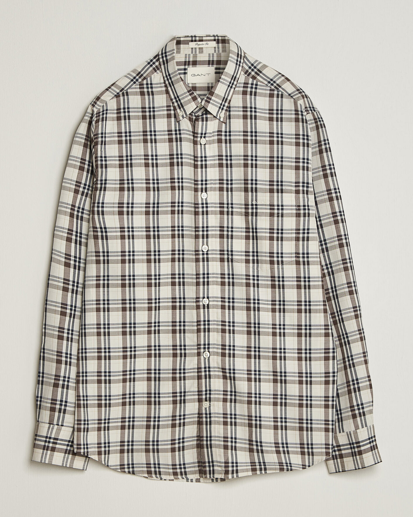 Men | Shirts | Gant | Regular Fit Twill Checked Shirt Sand