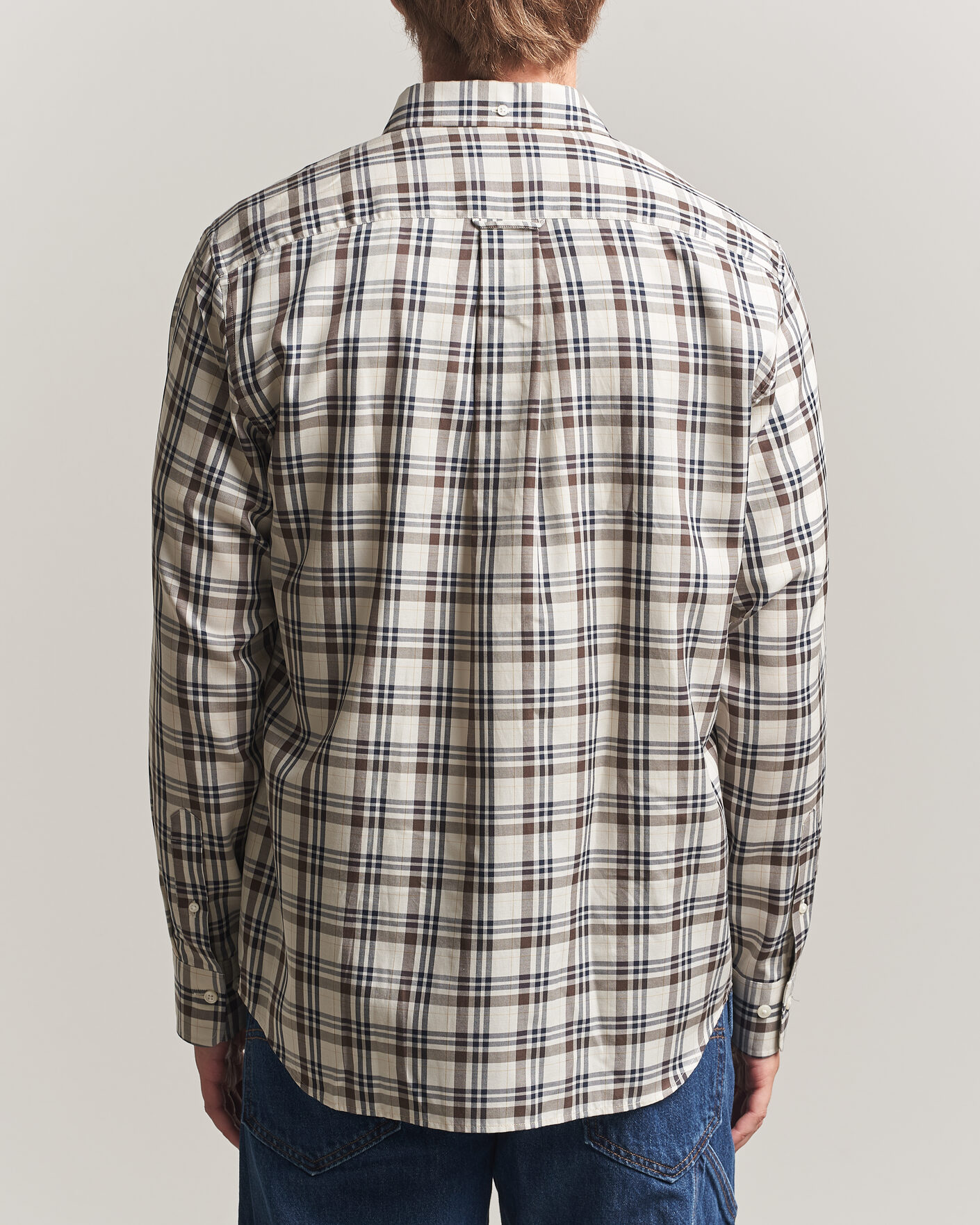 Men | Shirts | Gant | Regular Fit Twill Checked Shirt Sand