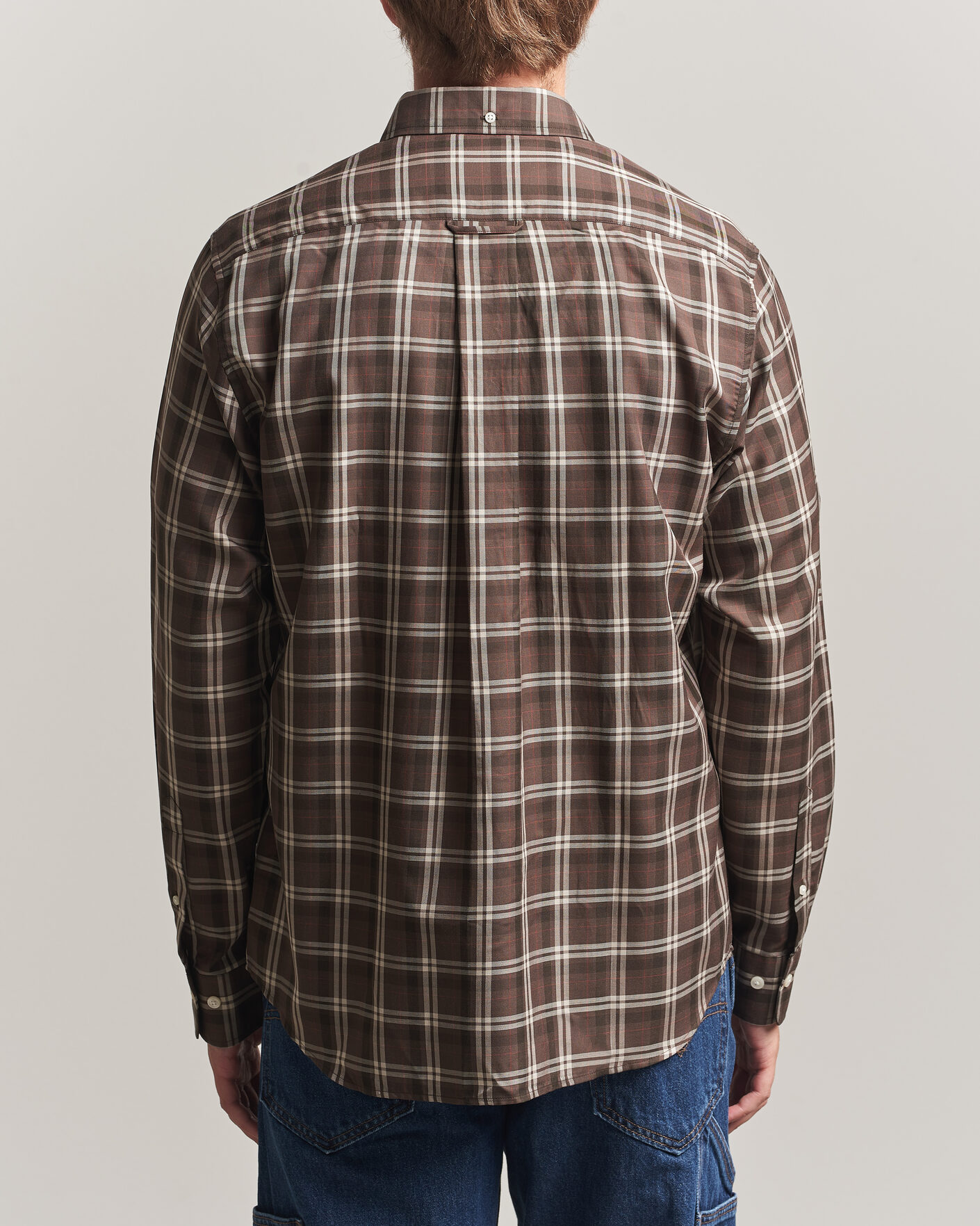 Men | Shirts | Gant | Regular Fit Twill Checked Shirt Faded Taupe