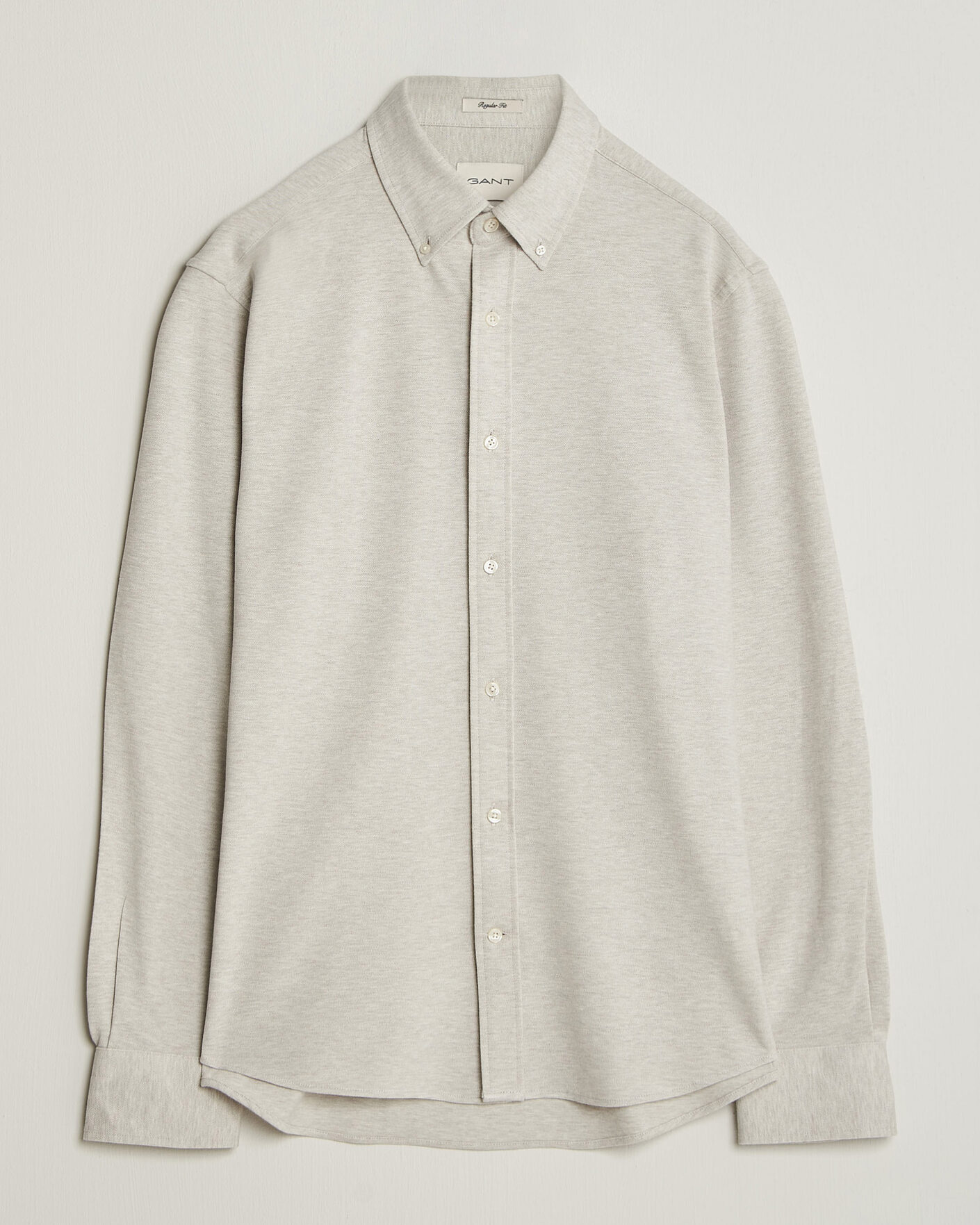 Men | Shirts | Gant | Regular Fit Jersey Pique Shirt Light Beige Melange
