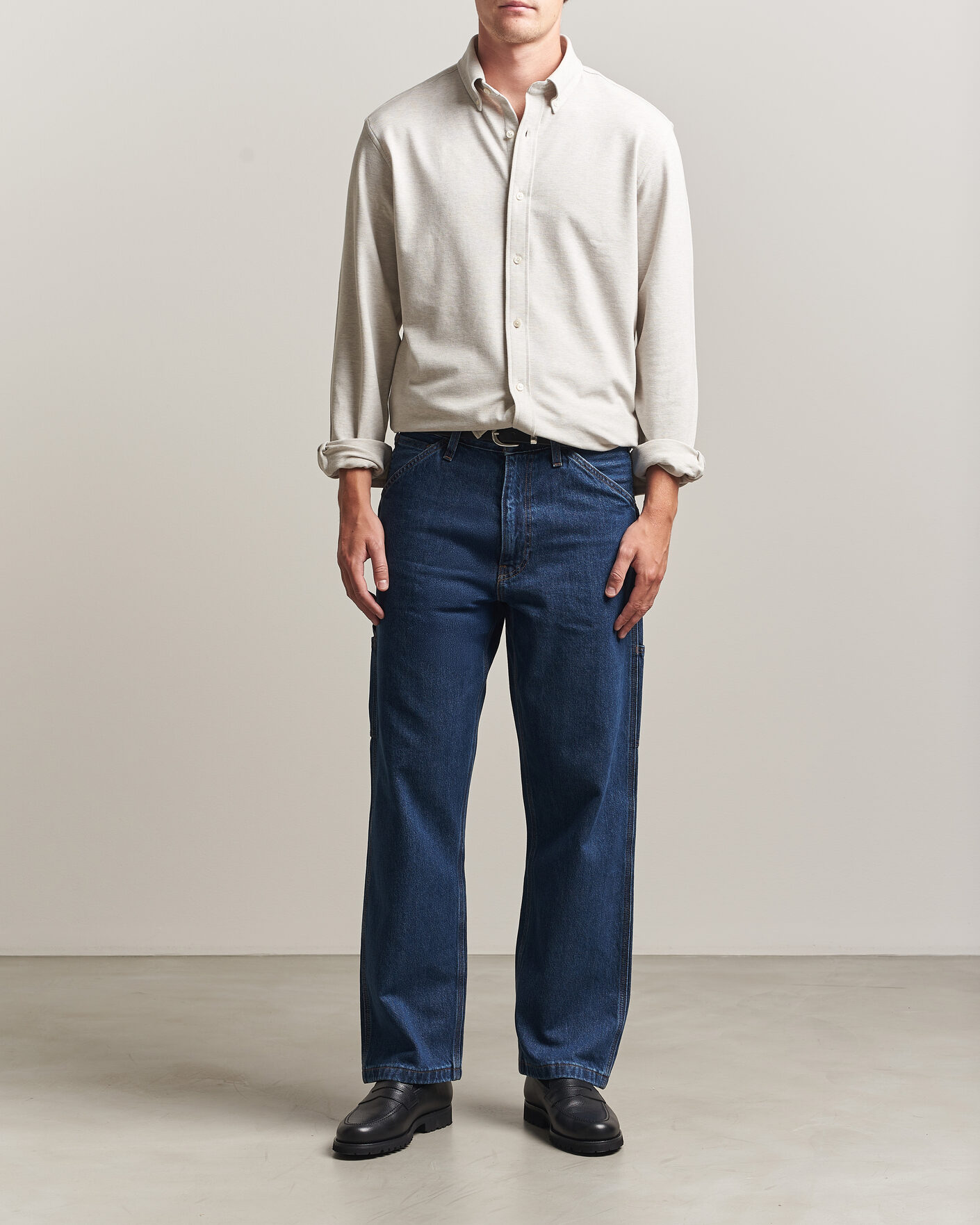 Men | Shirts | Gant | Regular Fit Jersey Pique Shirt Light Beige Melange
