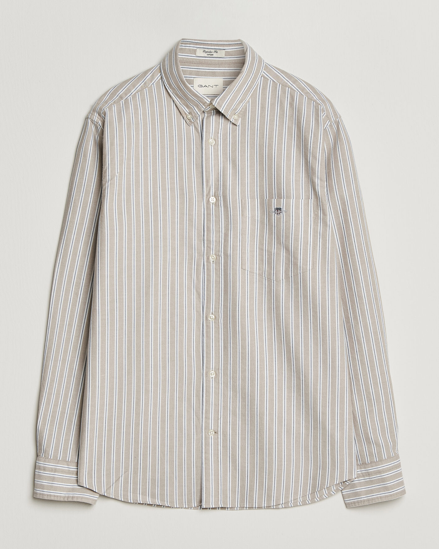 Men | Shirts | Gant | Regular Fit Classic Striped Oxford Shirt Light Taupe