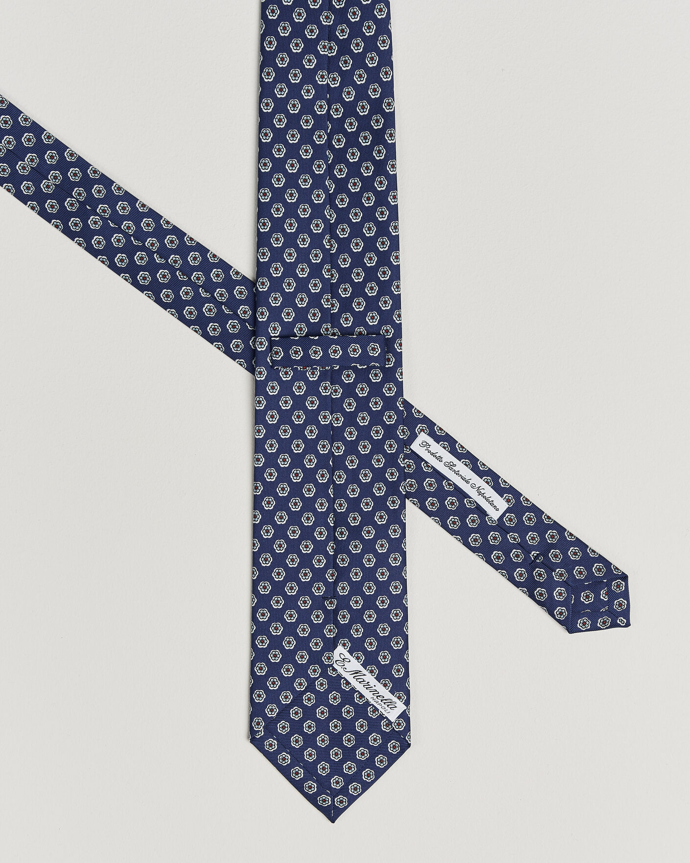 Men | Ties | E. Marinella | 3-Fold Printed Silk Tie Dark Blue