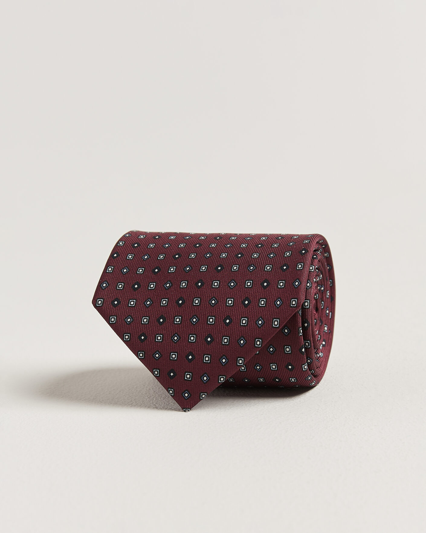 Men | Webshop news | E. Marinella | 3-Fold Printed Silk Tie Burgundy