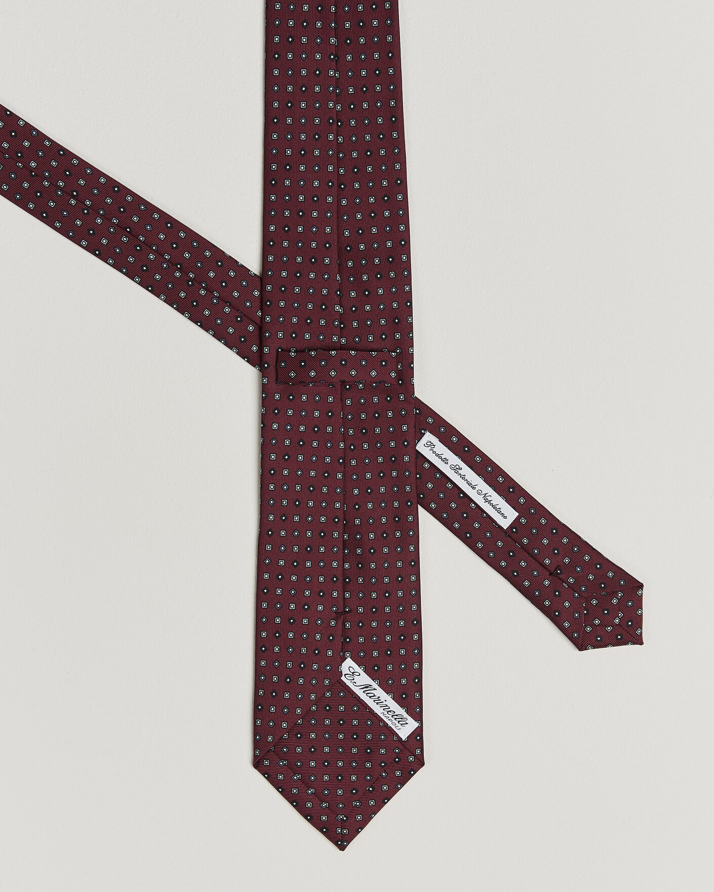 Men | Ties | E. Marinella | 3-Fold Printed Silk Tie Burgundy