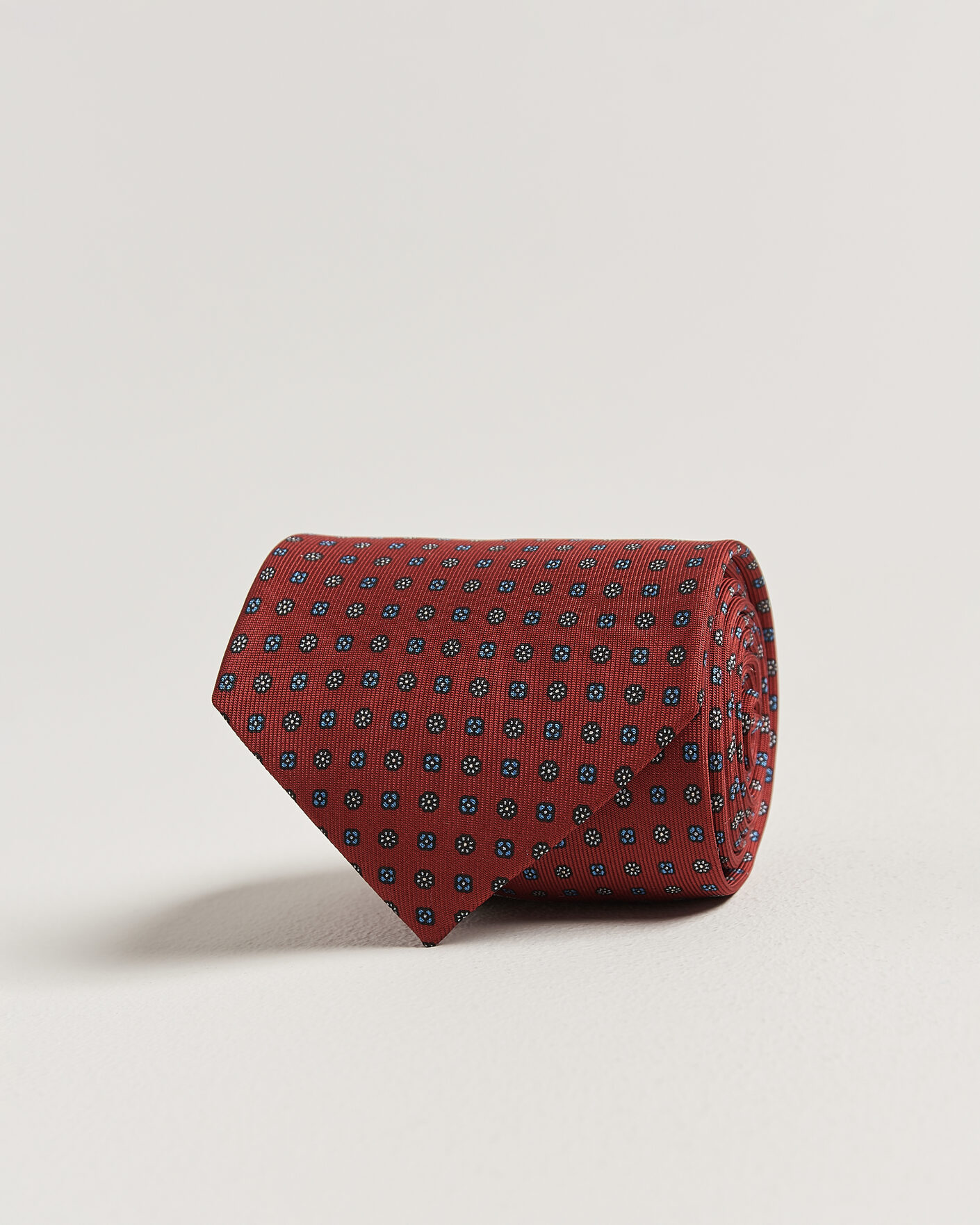 Men | Ties | E. Marinella | 3-Fold Printed Silk Tie Dark Red