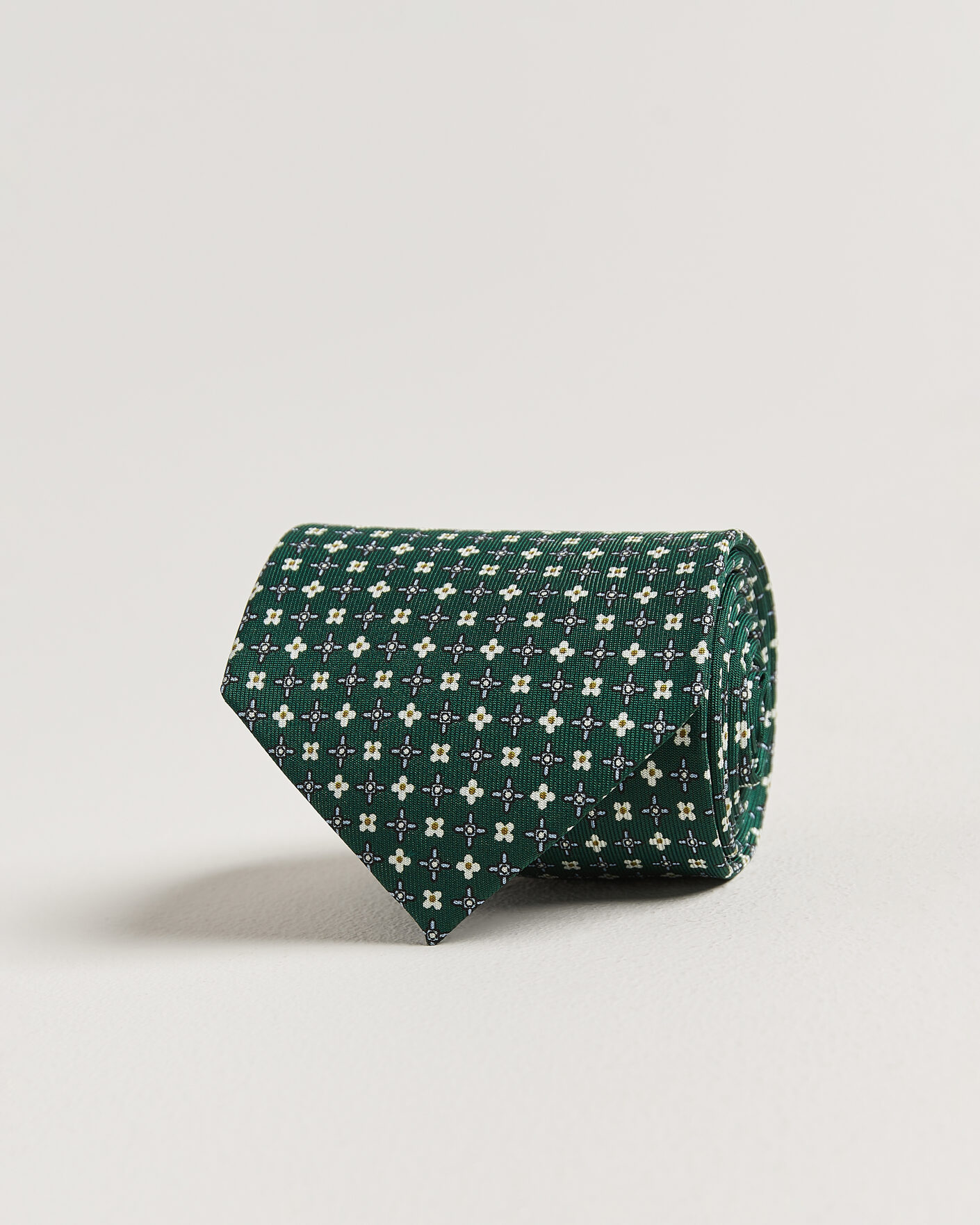Men | Ties | E. Marinella | 3-Fold Printed Silk Tie Dark Green