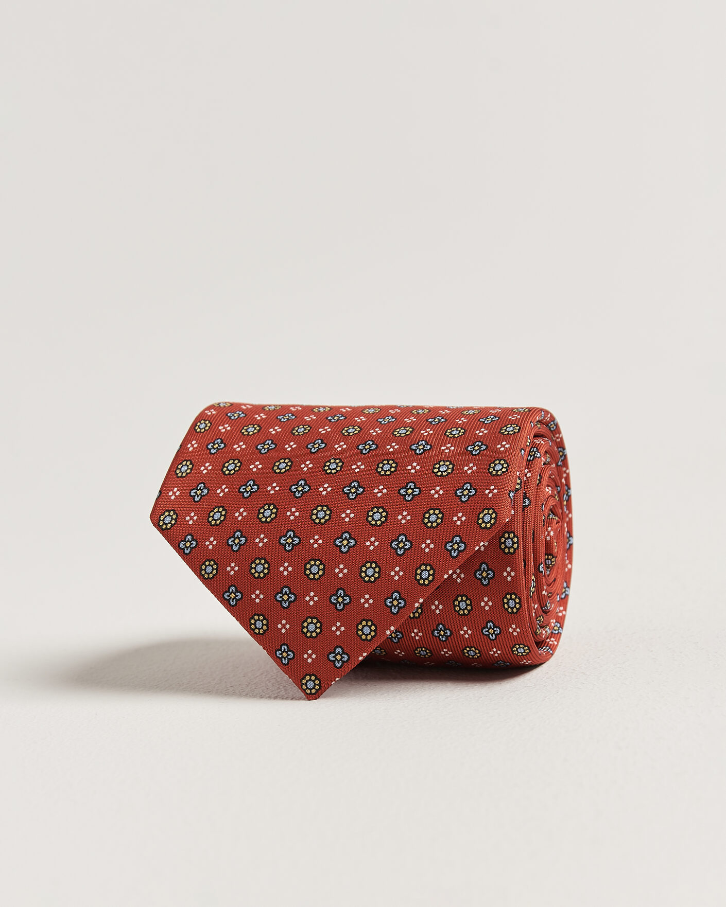 Men | Ties | E. Marinella | 3-Fold Printed Silk Tie Red