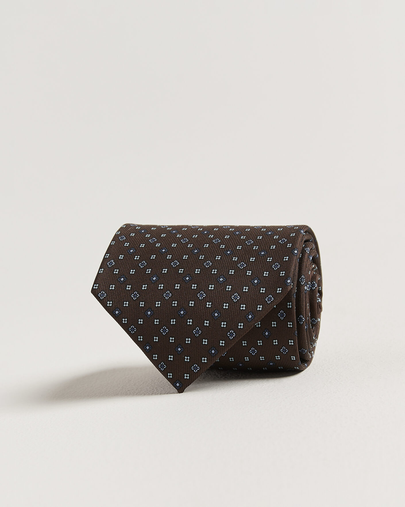 Men | Webshop news | E. Marinella | 3-Fold Printed Silk Tie Brown