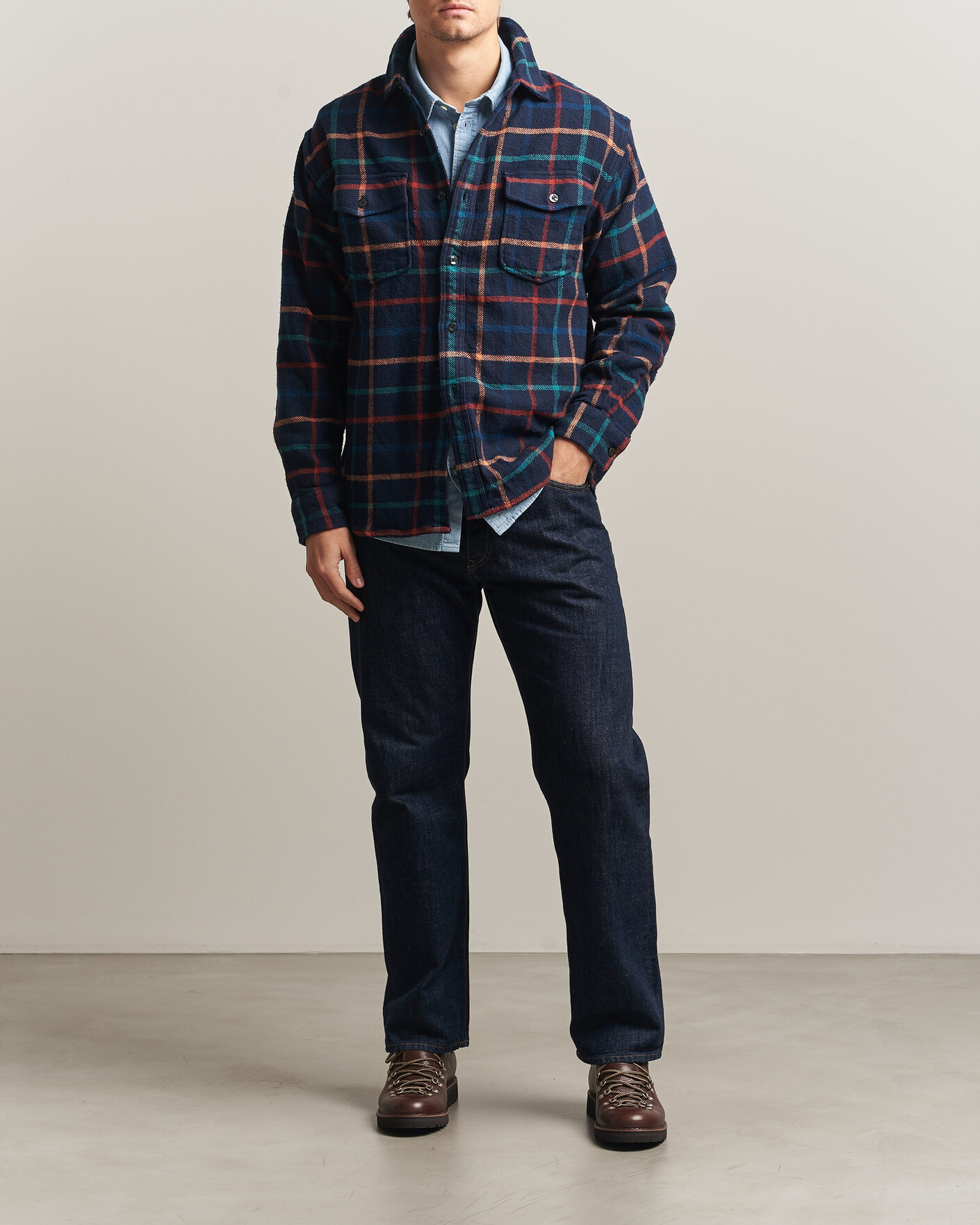 Men | Shirts | Pendleton | Big Pocket Shirt Dark Blue Check