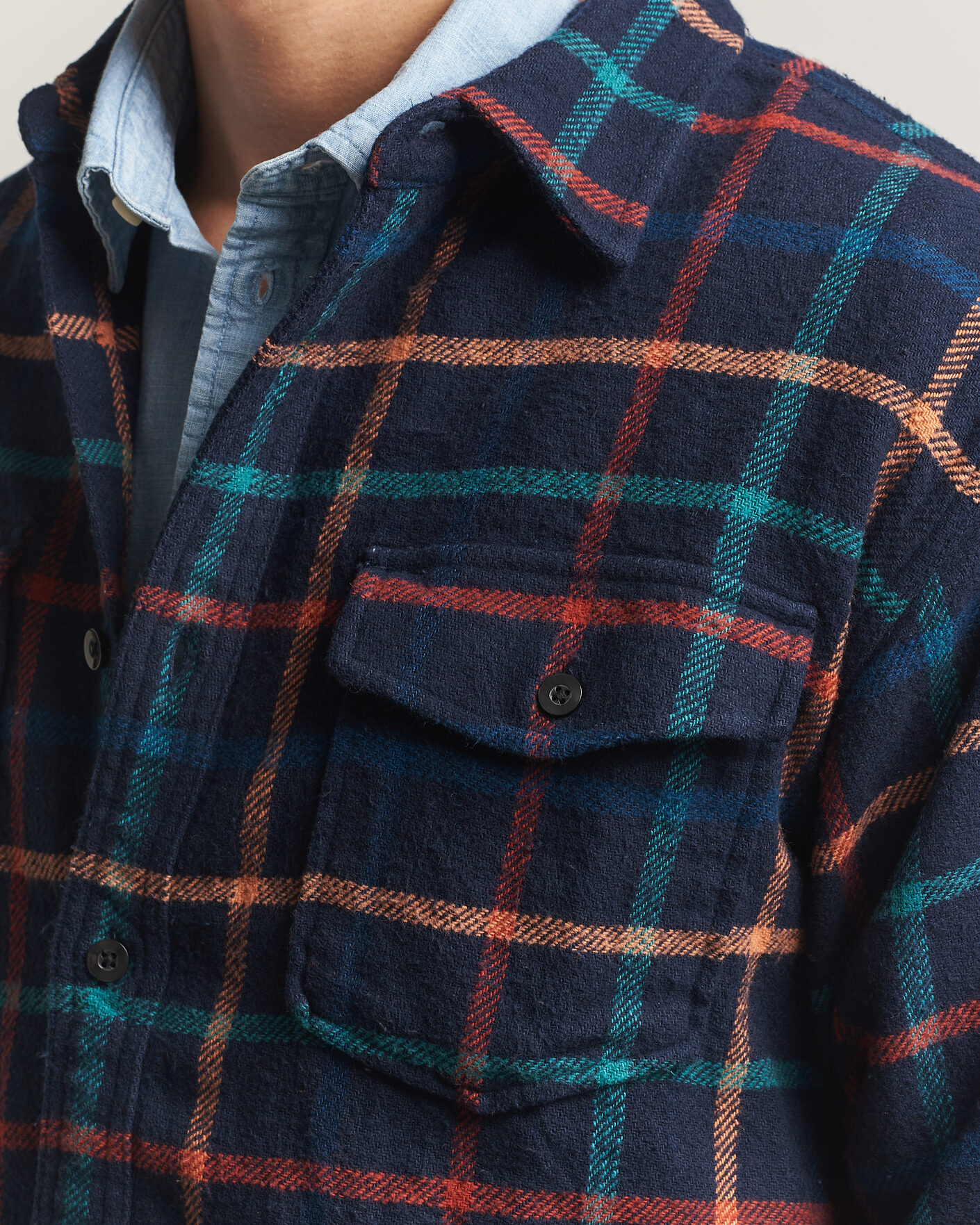 Men | Shirts | Pendleton | Big Pocket Shirt Dark Blue Check
