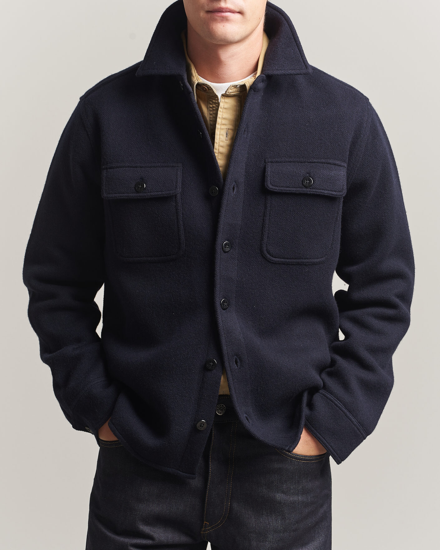 Polo Ralph Lauren Felted Wool Pocket Shirt RL Navy at CareOfCarl.com