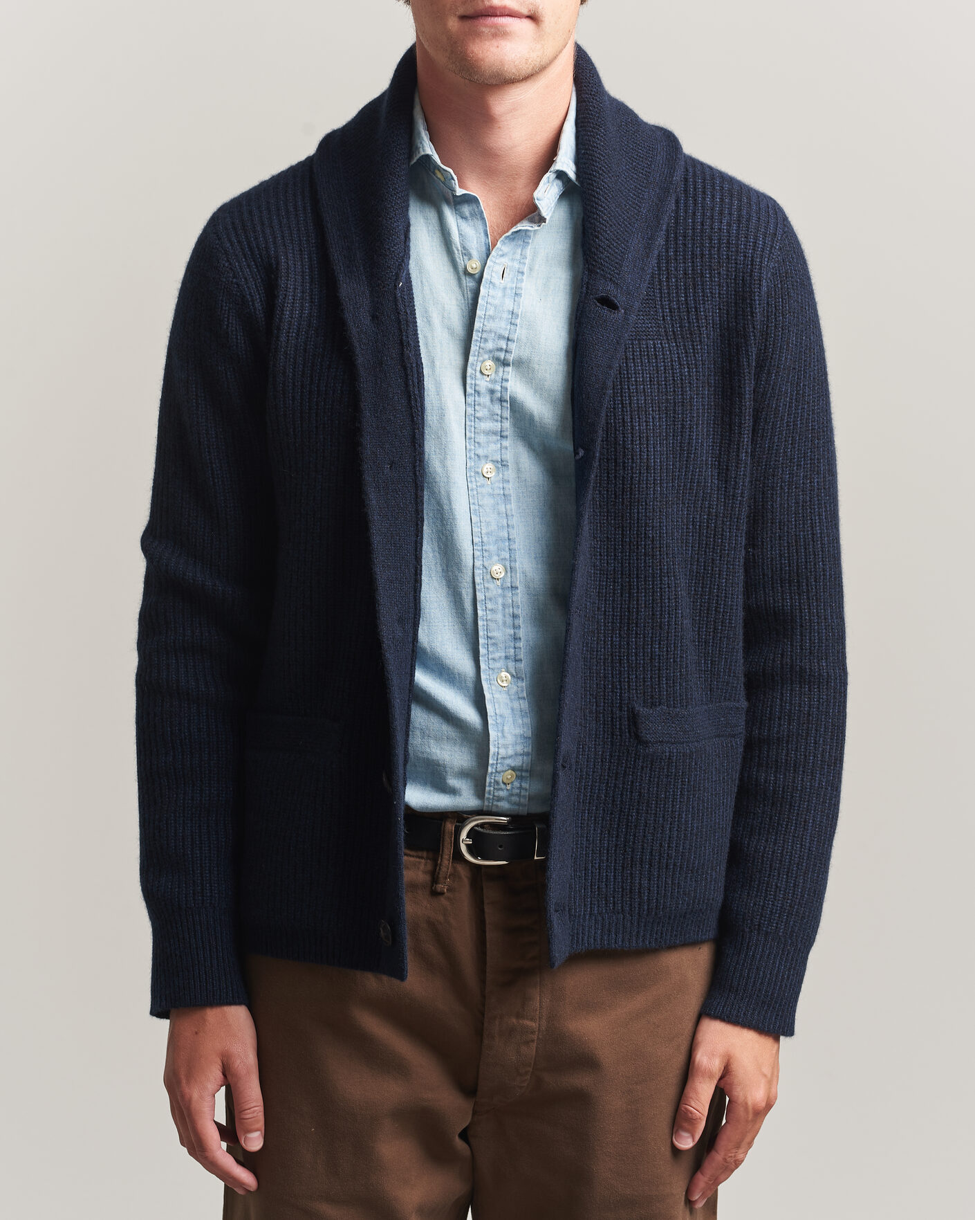 RRL Cashmere Shawl Collar Cardigan Navy at CareOfCarl.com
