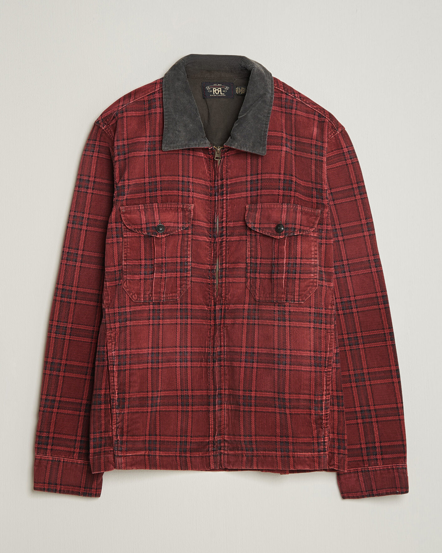 Men | Coats & Jackets | RRL | Corduroy Zip Shirt Jacket Red/Black