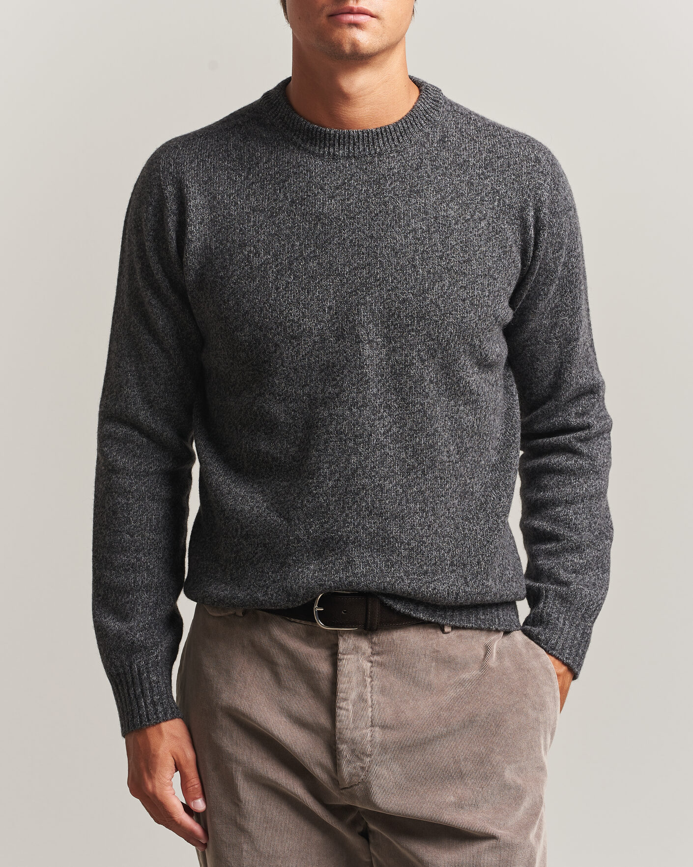 Men | Sweaters & Knitwear | Altea | Wool/Cashmere Crew Neck Pullover Charcoal Melange