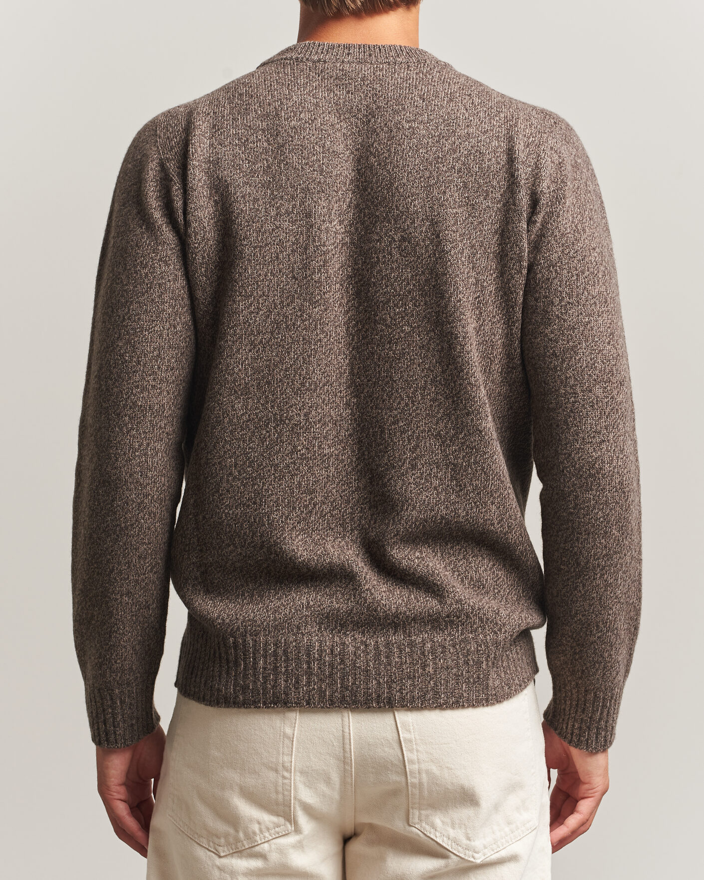 Men | Sweaters & Knitwear | Altea | Wool/Cashmere Crew Neck Pullover Brown Melange