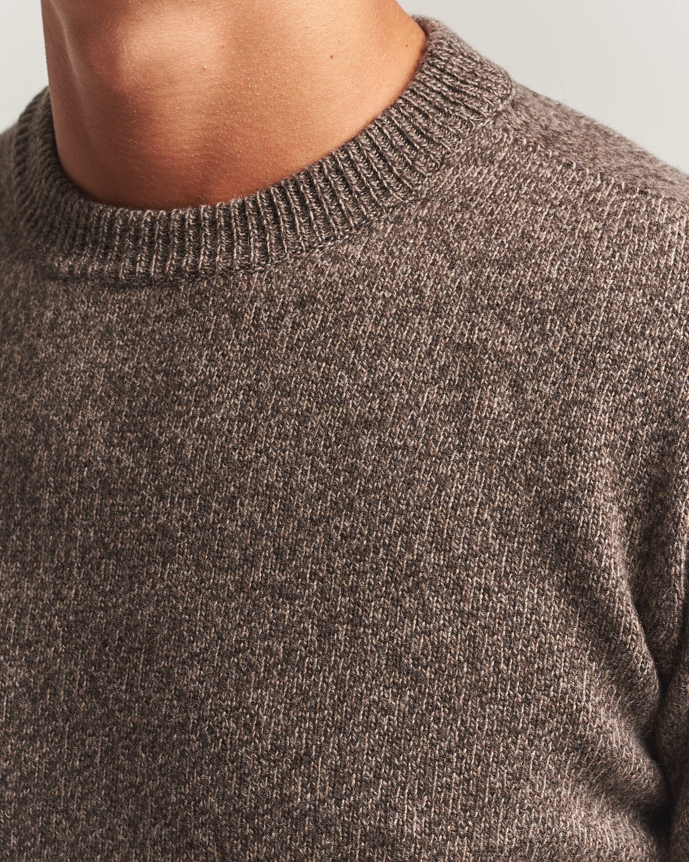 Men | Sweaters & Knitwear | Altea | Wool/Cashmere Crew Neck Pullover Brown Melange