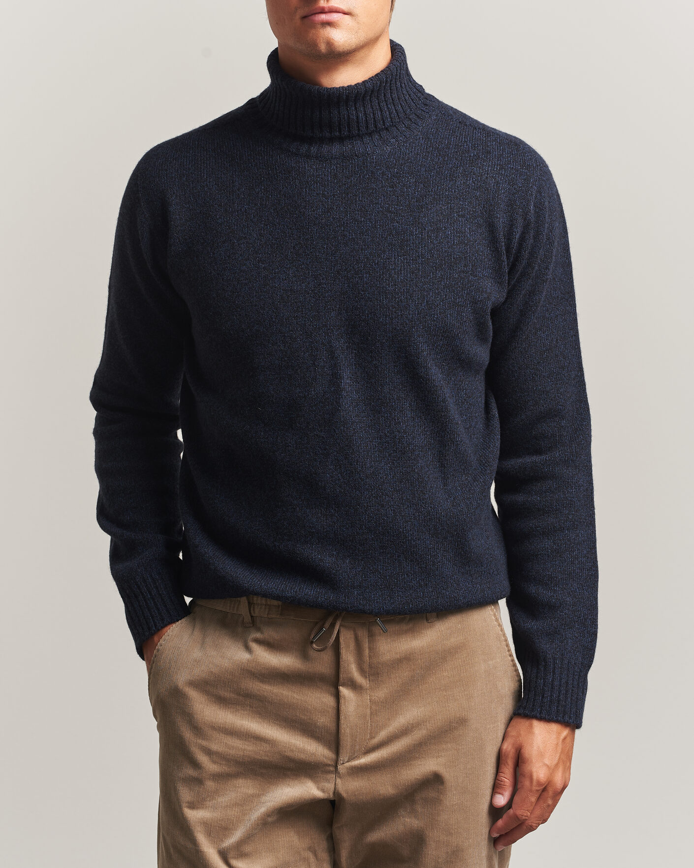 Men | Sweaters & Knitwear | Altea | Wool/Cashmere Rollneck Navy Melange