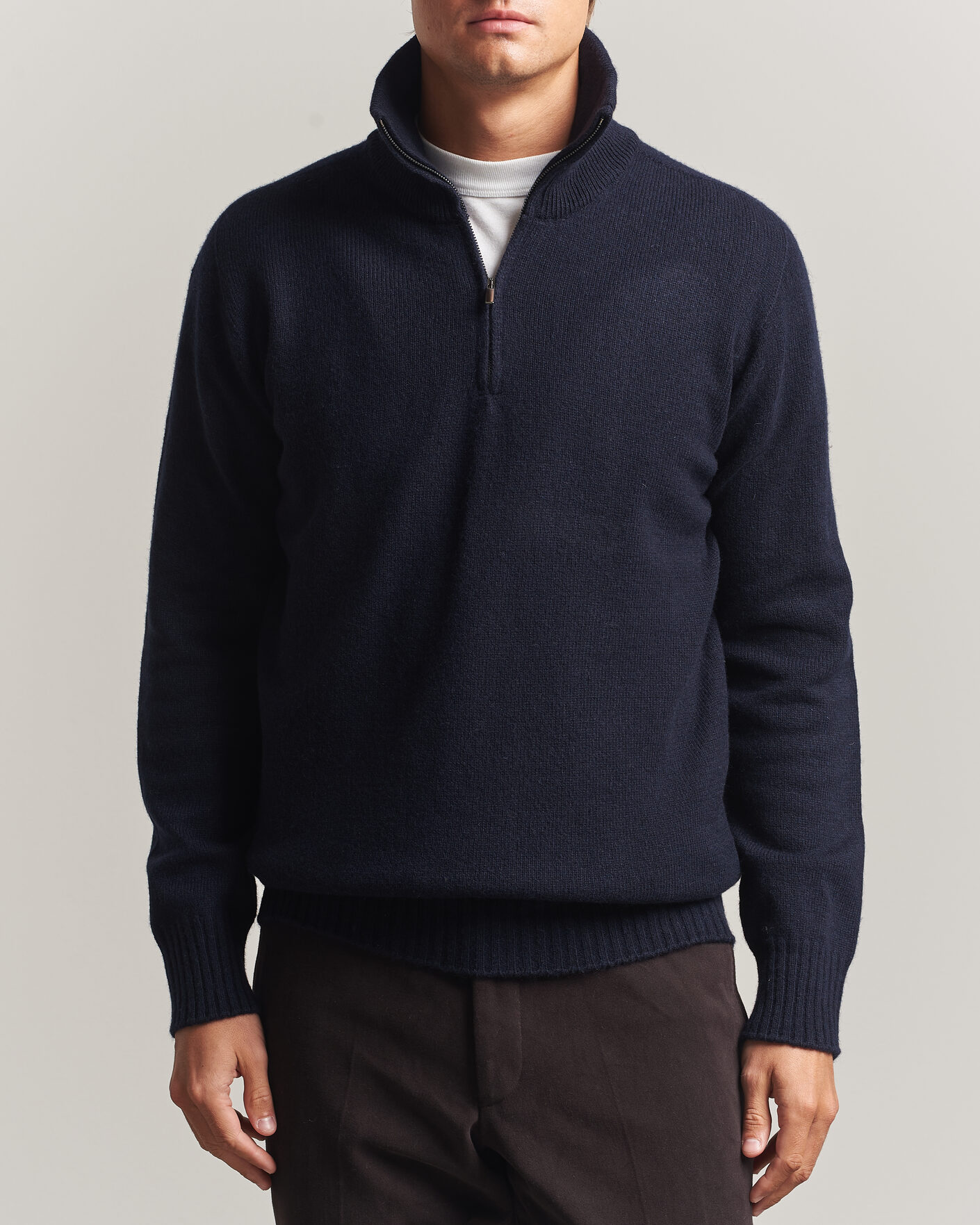 Men | Sweaters & Knitwear | Altea | Wool/Cashmere Half Zip Navy
