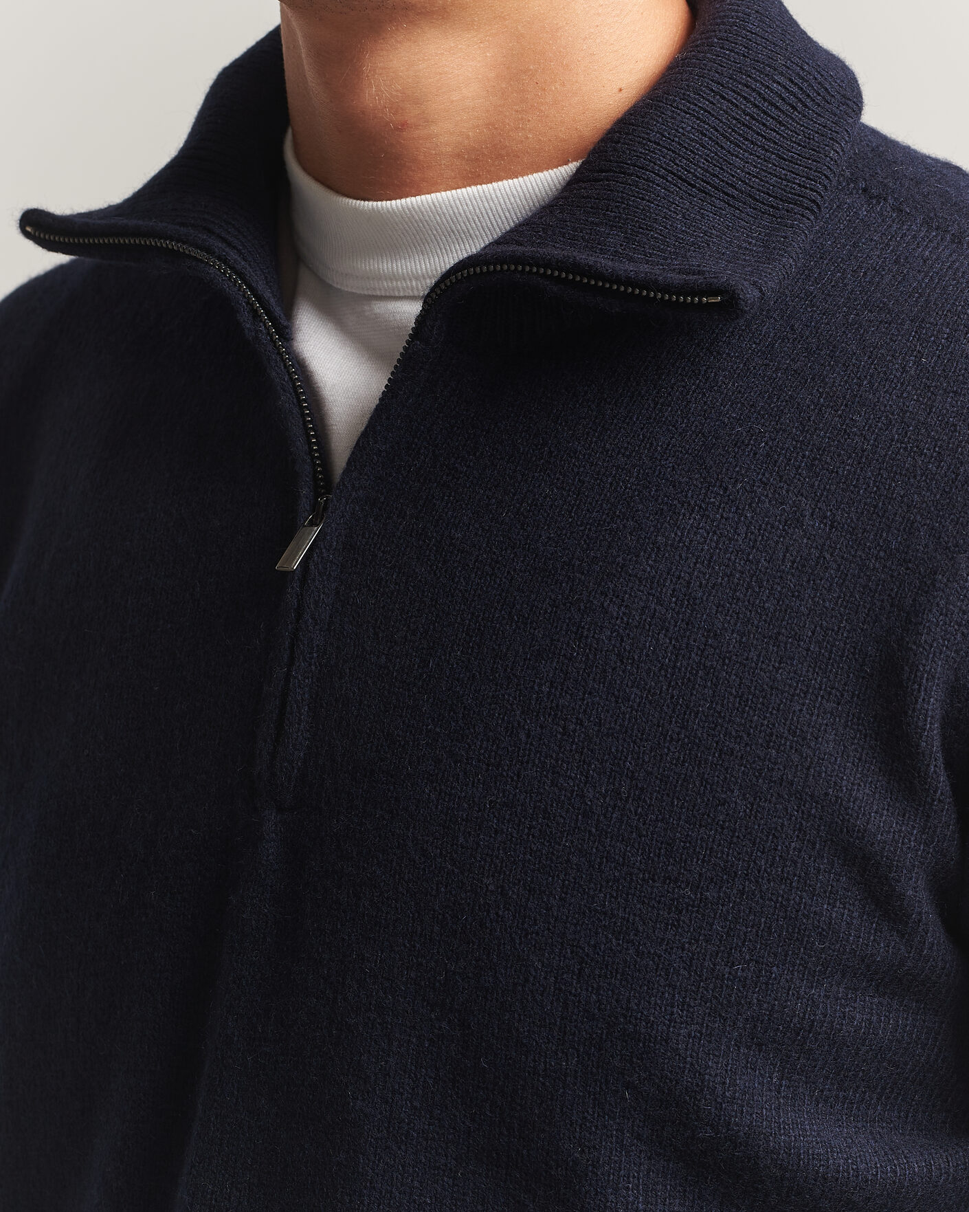 Men | Sweaters & Knitwear | Altea | Wool/Cashmere Half Zip Navy